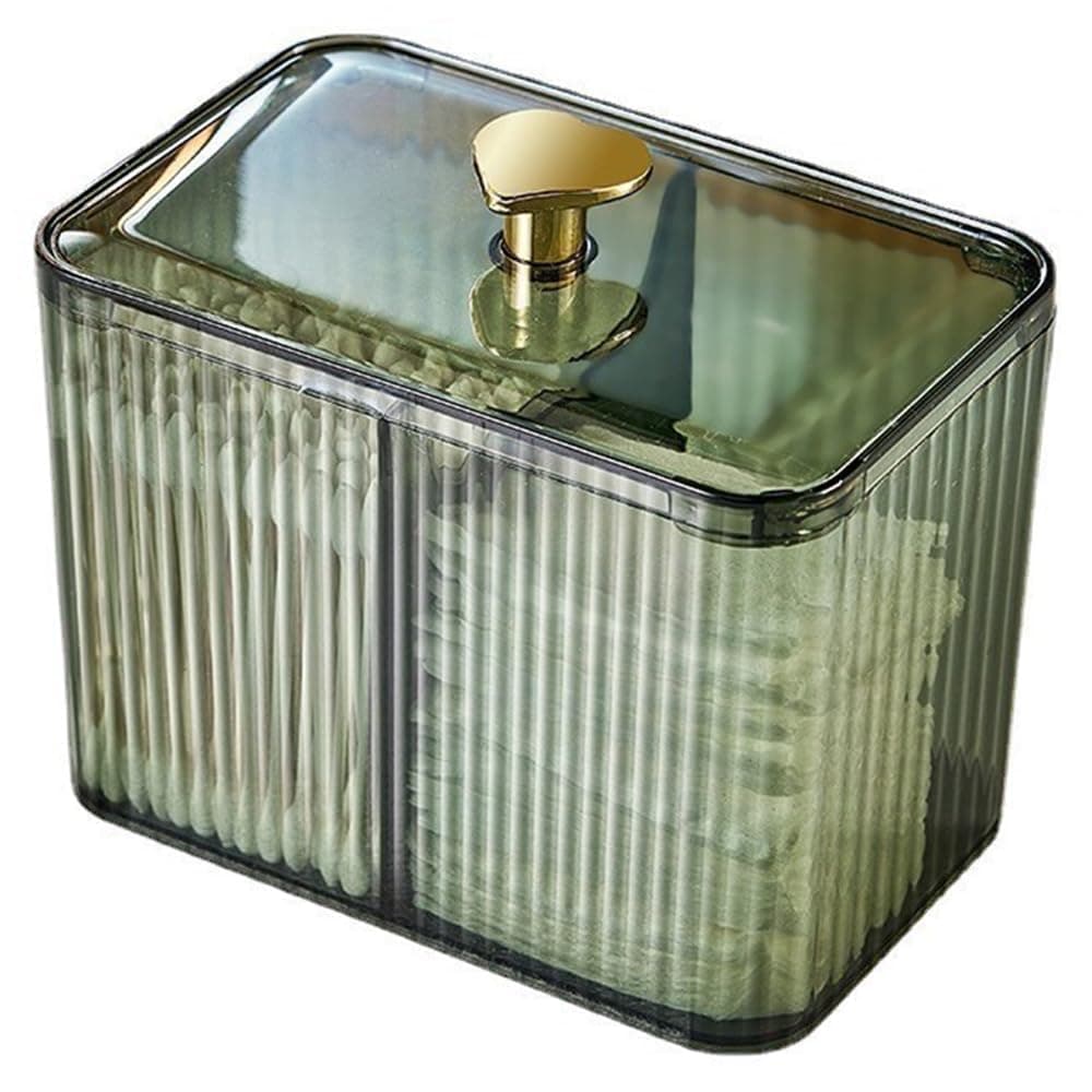 Qtips Holder Bathroom Container,3-Section Cotton Ball/Swabs Dispenser,3 Grids Apothecary Jar Organizer, Cosmetics Storage for Vanity