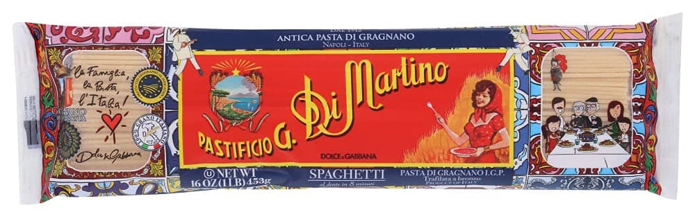 Pastificio Di Martino - Spaghetti Pasta 16oz (1 Pack) Made with 100% Italian Durum Semolina Wheat, Spaghetti Noodles Made in Italy, High in Protein & Fiber - Non-GMO Organic Pasta Noodle, Bronze Die (1 Pack)