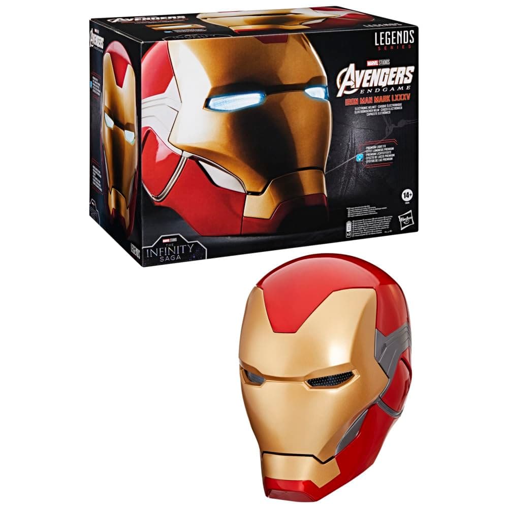 Avengers Marvel Legends Series Iron Man Electronic Premium Helmet with Light Effects, Endgame Role Play Item for Adults