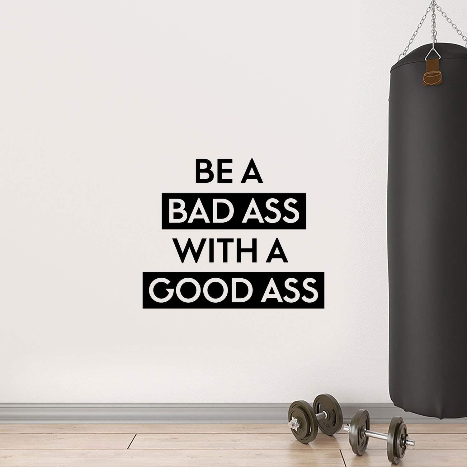 Vinyl Wall Art Decal - Be A Bada$s with A Good A$s - 22.5" x 27" - Motivational Workout Home Apartment Decor - Gym and Fitness Motivation Healthy Lifestyle Wall Door Quotes (22.5" x 27", Black)