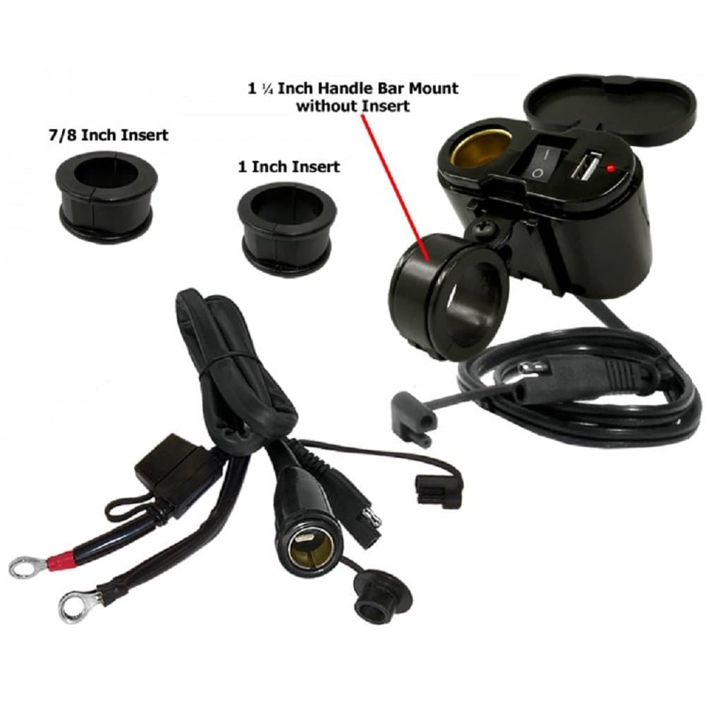 Black Cobra Deluxe Mobile USB Motorcycle Charging System