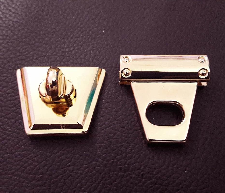 Nimida ® Triangle Turn Twist Purse Push Lock/Clasp/Closure for DIY Purses/Bags/Travel Bags/Handbags | Gold | Pack of 2