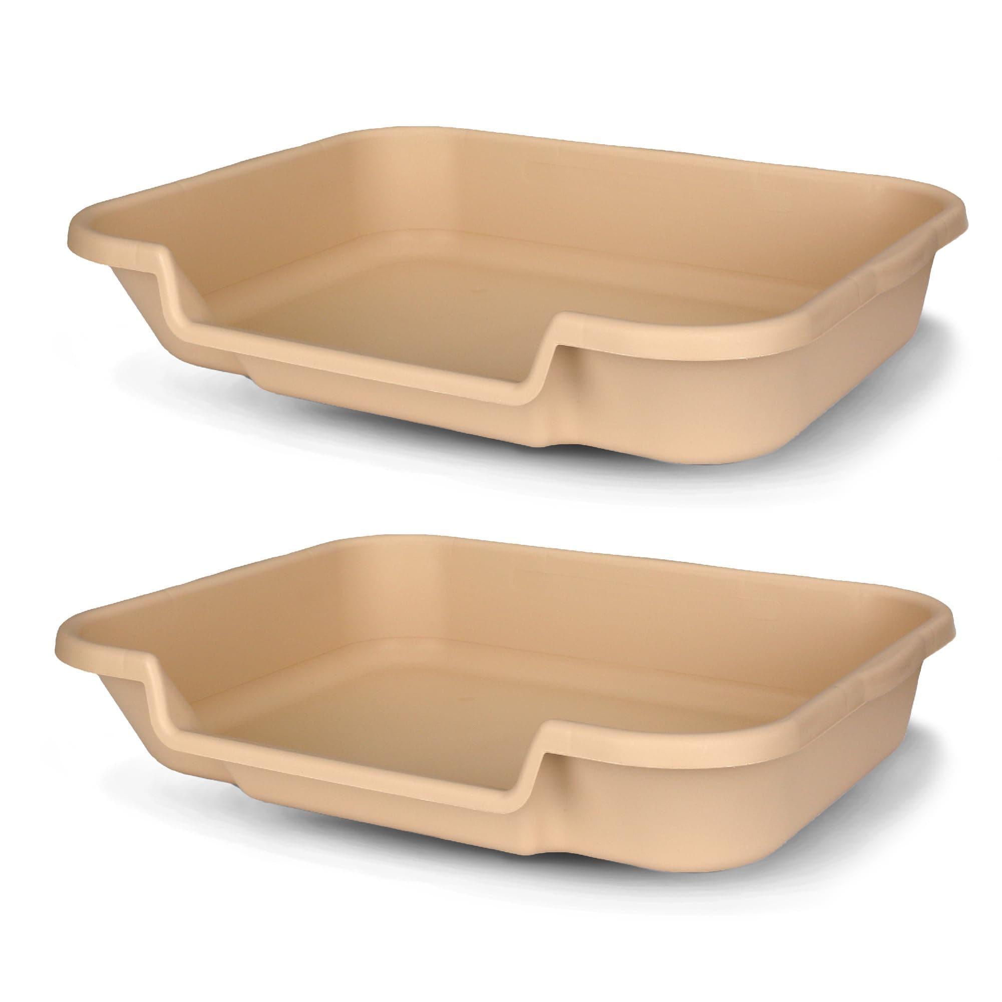 KittyGoHere Senior Cat Litter Box, Large Litter pan, Open Top Low Entrance Kitty Litter Box, Lightweight Low Entry Litters Box, Durable, Made in USA (2 Pack - Beach Sand)