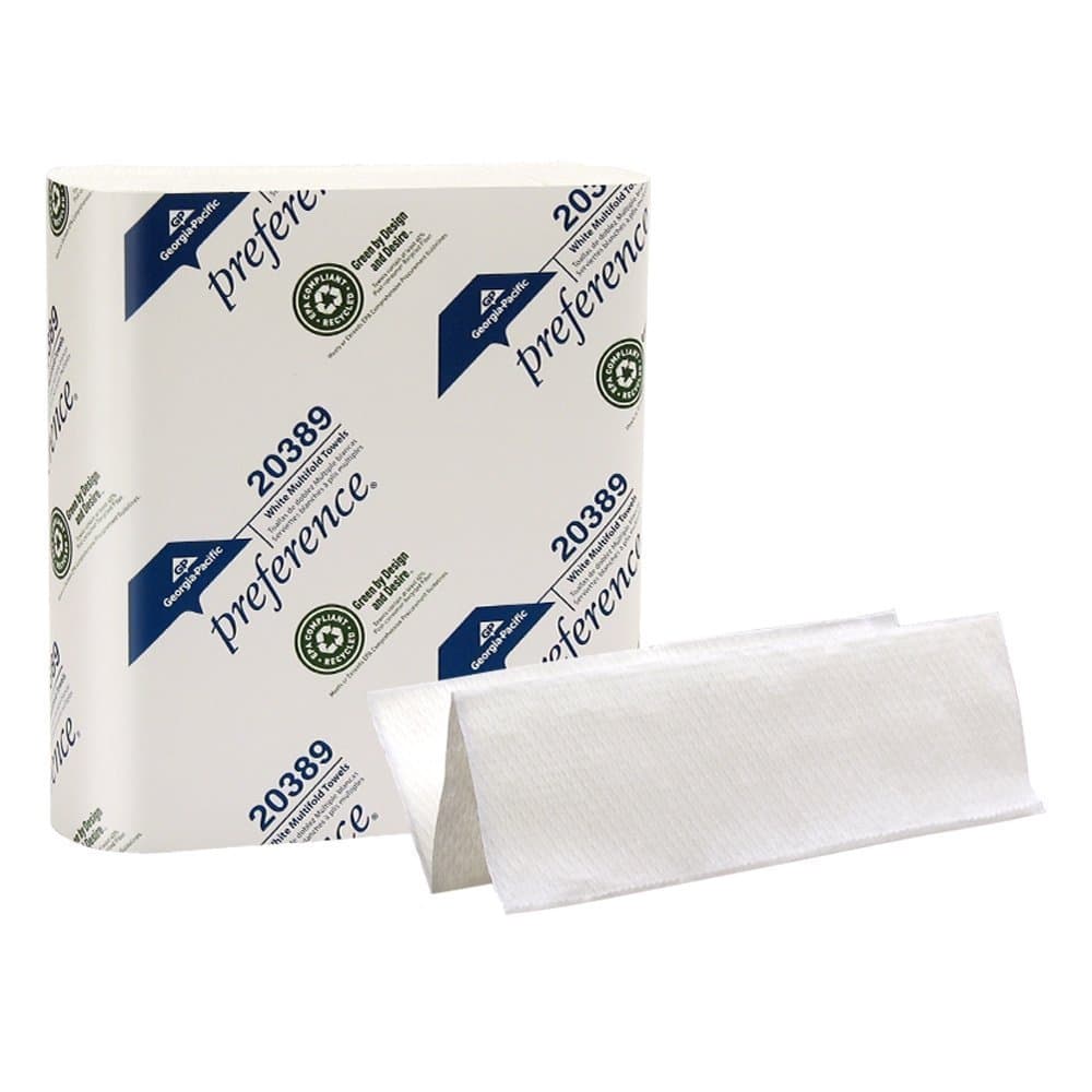 Georgia Pacific 20389 Preference Multifold Paper Towels, Poly Case, White, Poly-Bag Protected (1 Individual Pack of 250)