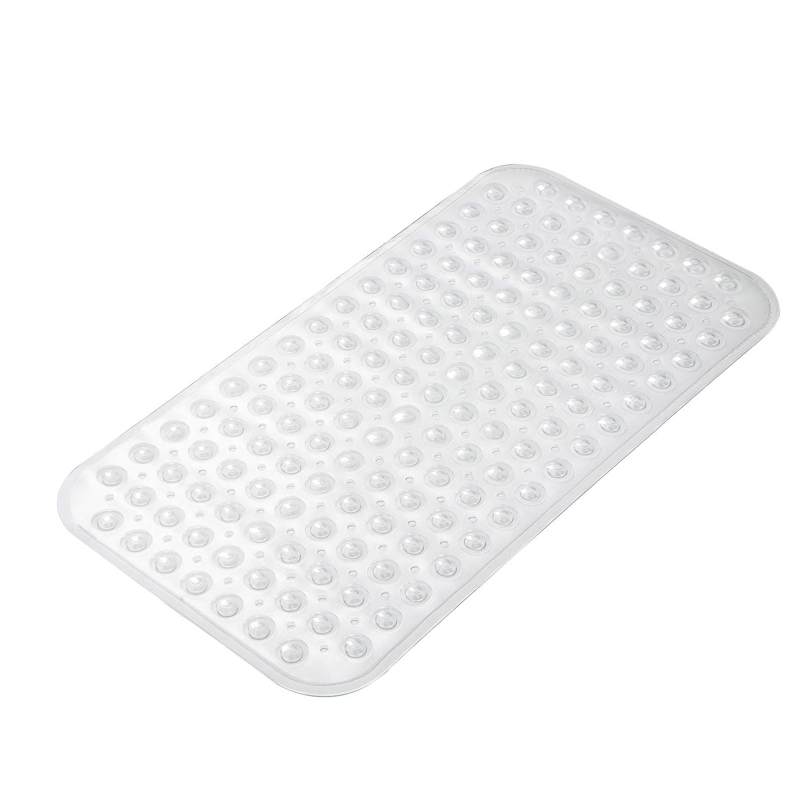 Bath Tub Mat, Medium Size 27.6 x 15 Inches Non-Slip Shower Mats with Suction Cups and Drain Holes, Bathroom Bathtub Mats Machine Washable (Clear)