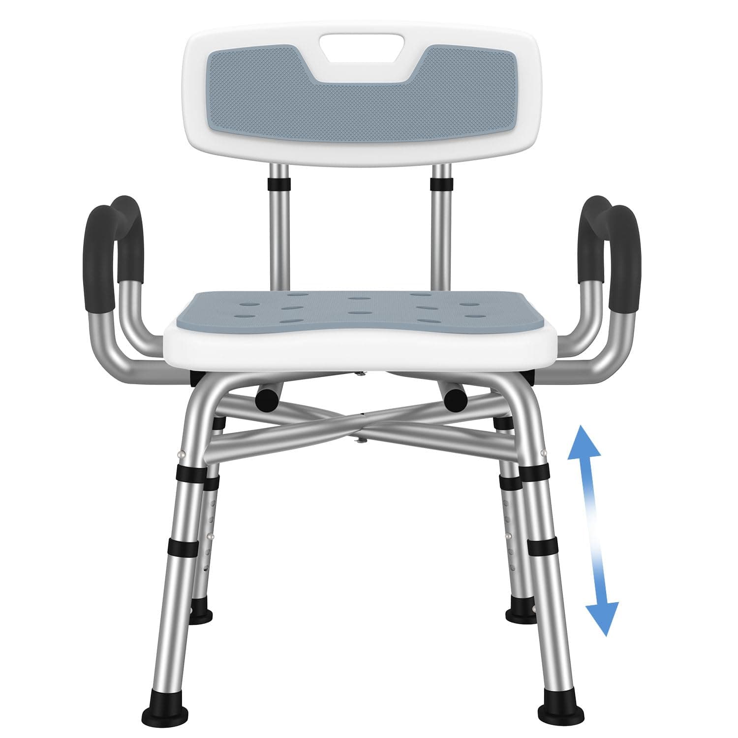 BRITULIF Adjustable Shower Chair with Arms & Back, Stable Heavy Duty 550lbs Safety Bathtub Seat with Non-Slip Feet, Rust-Resistant Aluminum Frame & Tool-Free Assembly for Elderly & Disabled