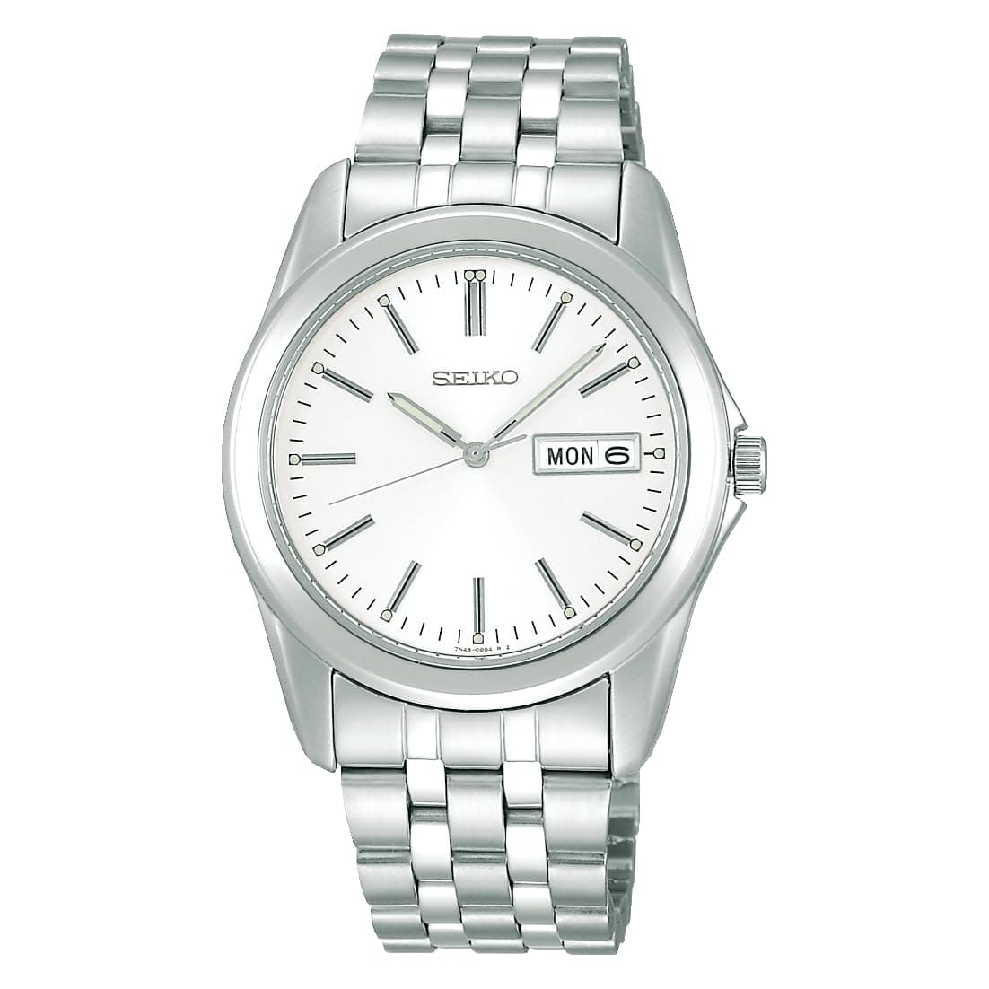 Seiko Selection Men's Quartz Watch, silver/white, Bracelet Type