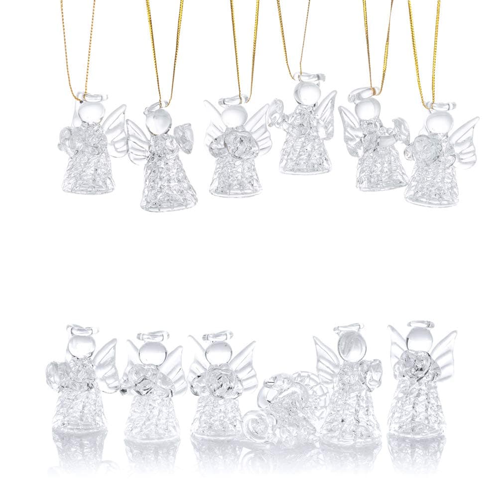 Mini Clear Glass Hanging Angels Christmas Tree Ornaments