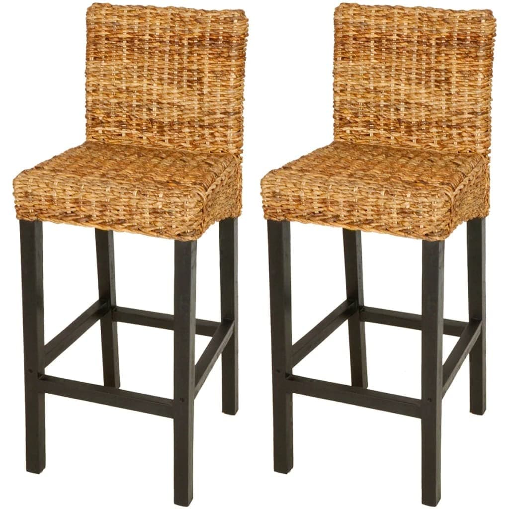 vidaXL Bar Chairs 2 Pcs, Bar Seats, Counter Height Stools, Island Stools for Pub Dining Room Kitchen Counter Island, Solid Mango Wood and Abaca