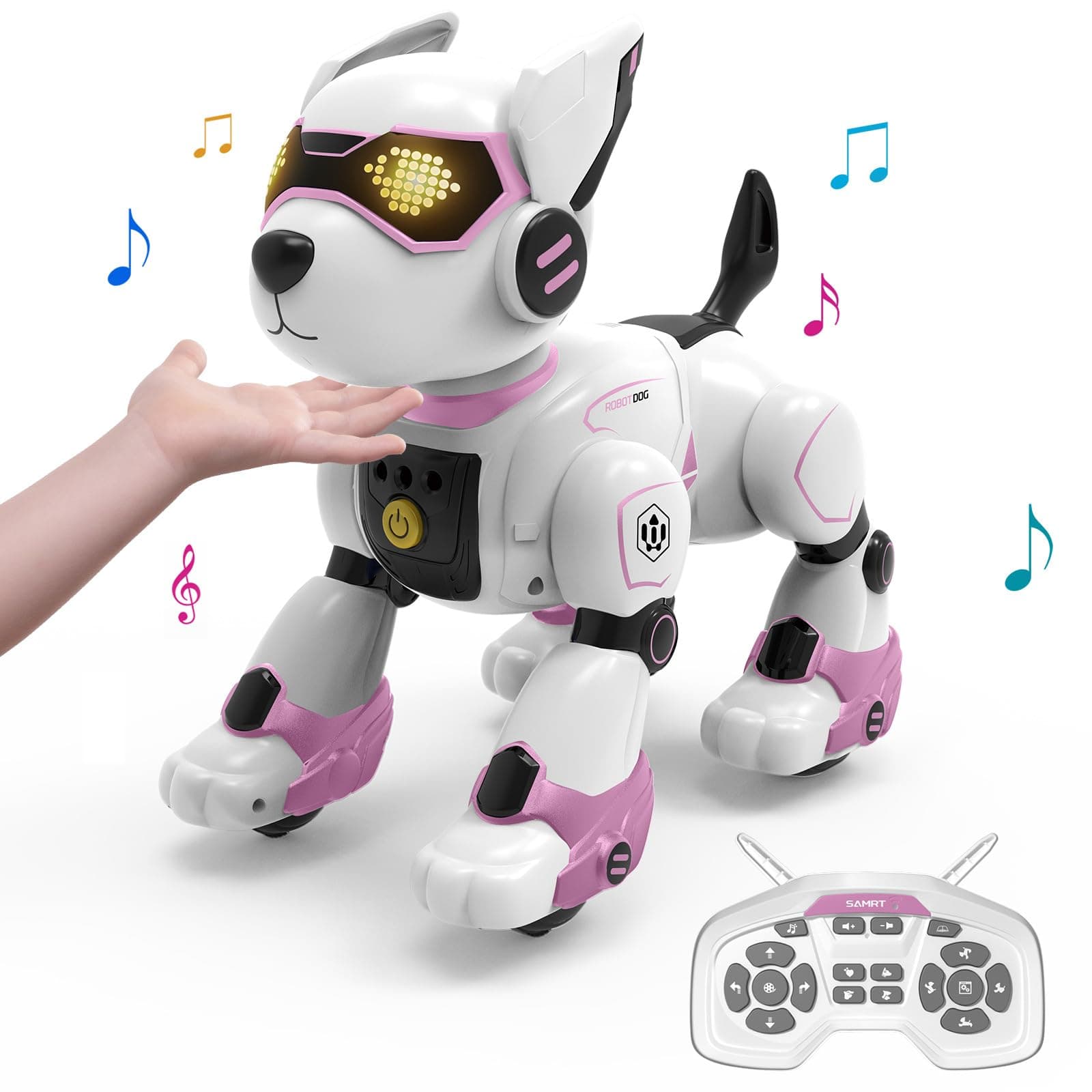 SWATOW Remote Control Robot Dog Toy for Girls, STEM Programmable Voice Interactive Robot Pink Puppy, Touch-Sensing Singing & Dancing Dog, Ideal Christmas Birthday Gift for Kids