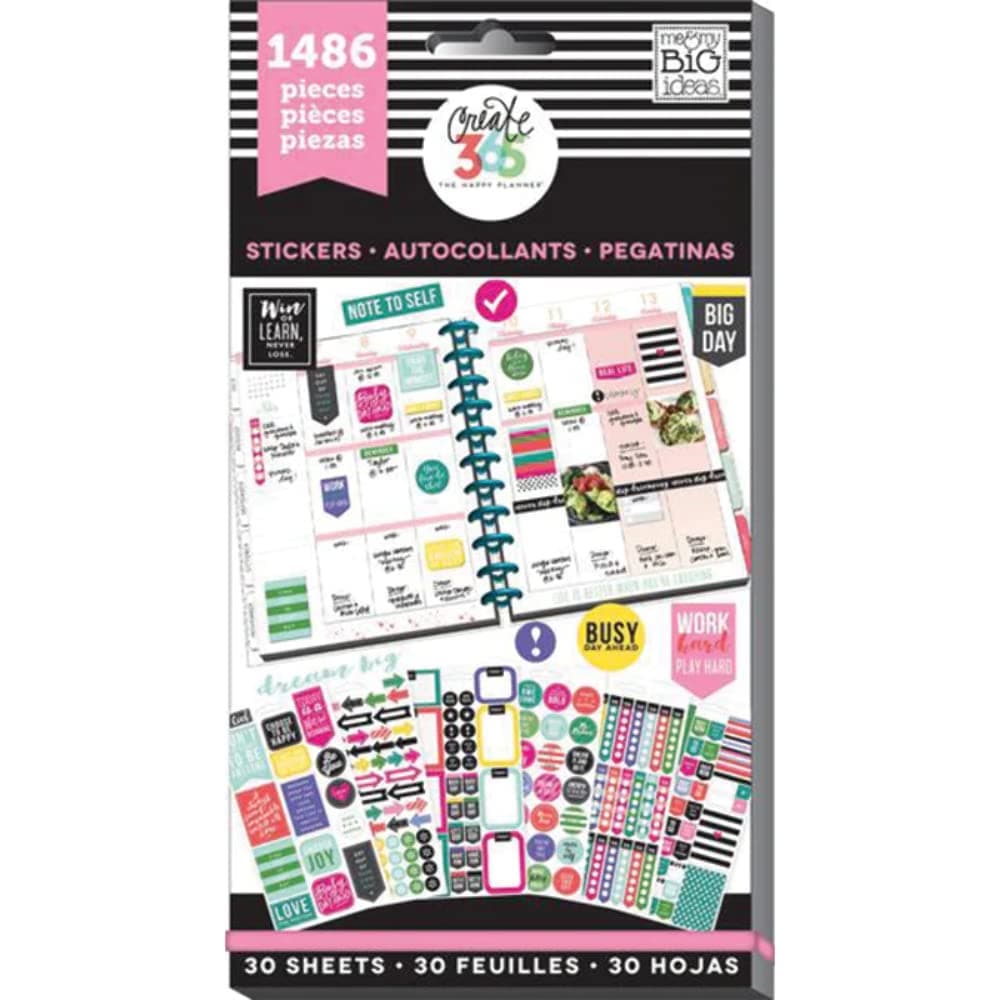 Sticker Value Pack - The Happy Planner Scrapbooking Supplies - Everyday Plans Theme - Multi-Color - Great for Projects, Scrapbooks & Albums - 30 Sheets, 1486 Stickers Total