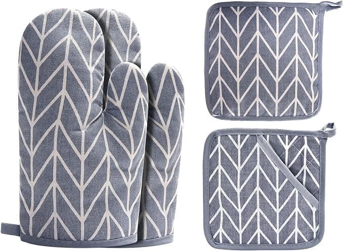 – Oven Mitt Set, Kitchen Mitts For Oven, Pot Holder Set, Pure Cotton Material Prevent Burns Suspension Ring Design Non-Slip Practical Tools, Suitable For Kitchen And Oven