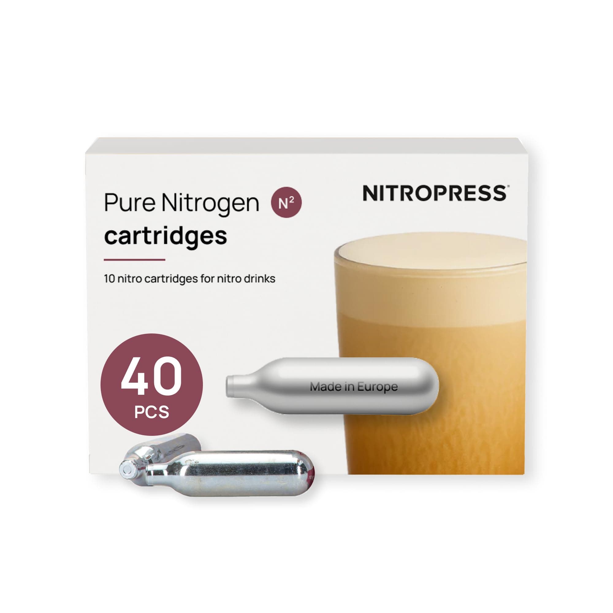 NitroPress Coffee Cocktail Chargers, Use with NitroPress Instant Nitrogen Diffuser (Box of 40)