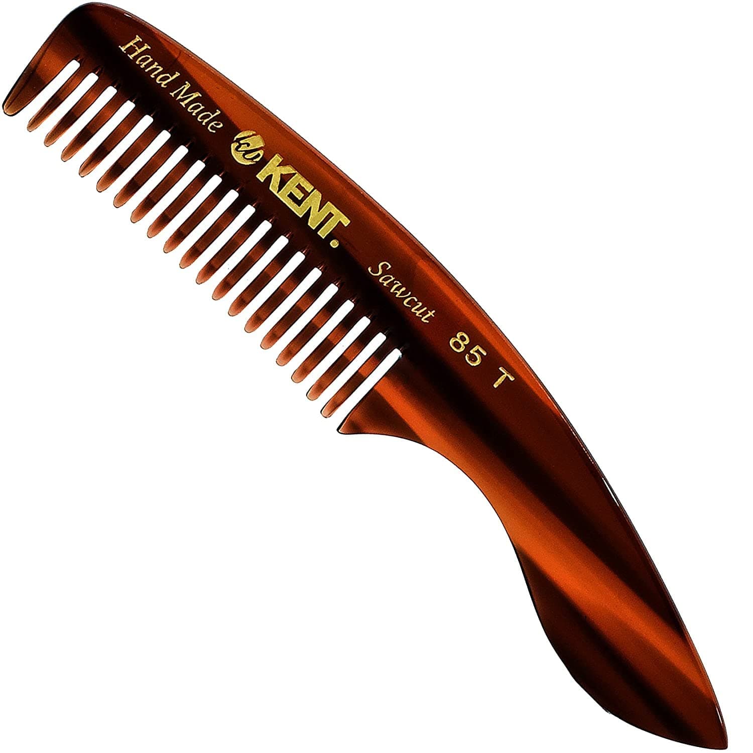 Kent Handmade Beard and Mustache Pocket Comb | Compact Size with Longer Ergonomic Handle for Precision Facial Grooming | Ideal for Detangling and Smoothing | Rounded Teeth to Protect Skin, 85T