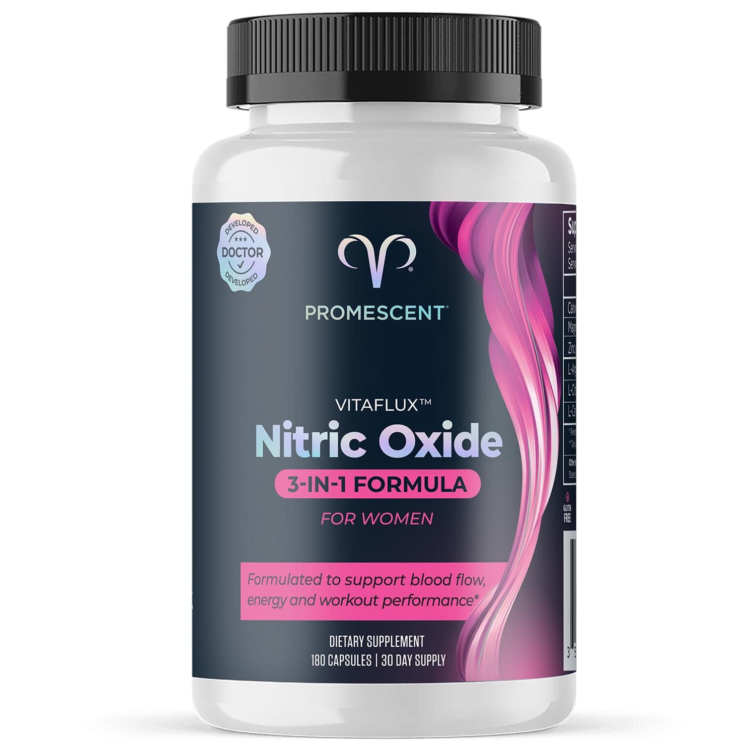 VitaFLUX Women's Nitric Oxide Booster Supplement, Boost Energy & Performance - Therapeutic Dose of Essential Amino Acids L Arginine, L Citrulline, L Carnitine, Zinc (180 Capsules)