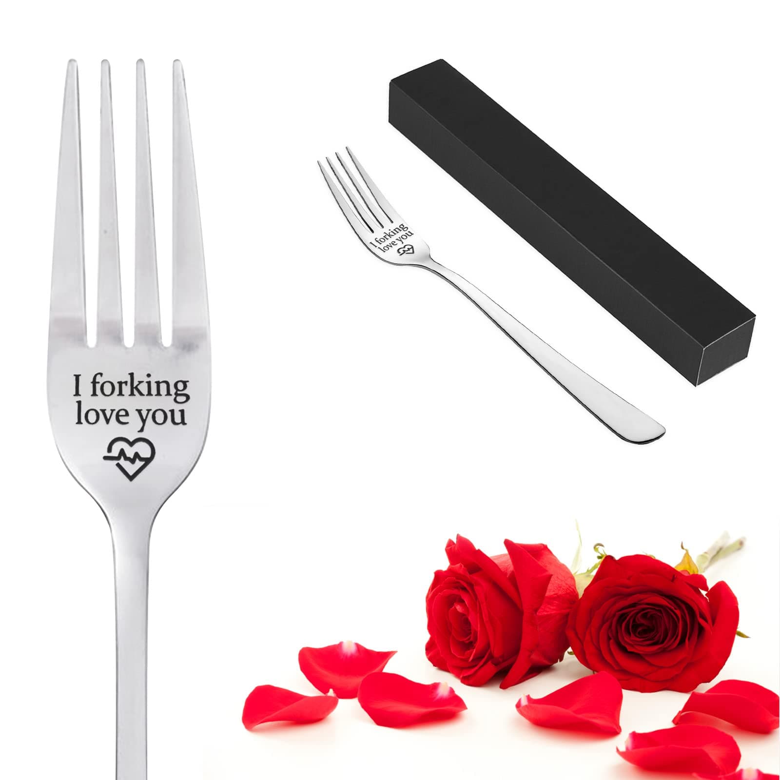 MOTONG Engraved Fork, Personalized I Forking Love You Stainless Steel with box