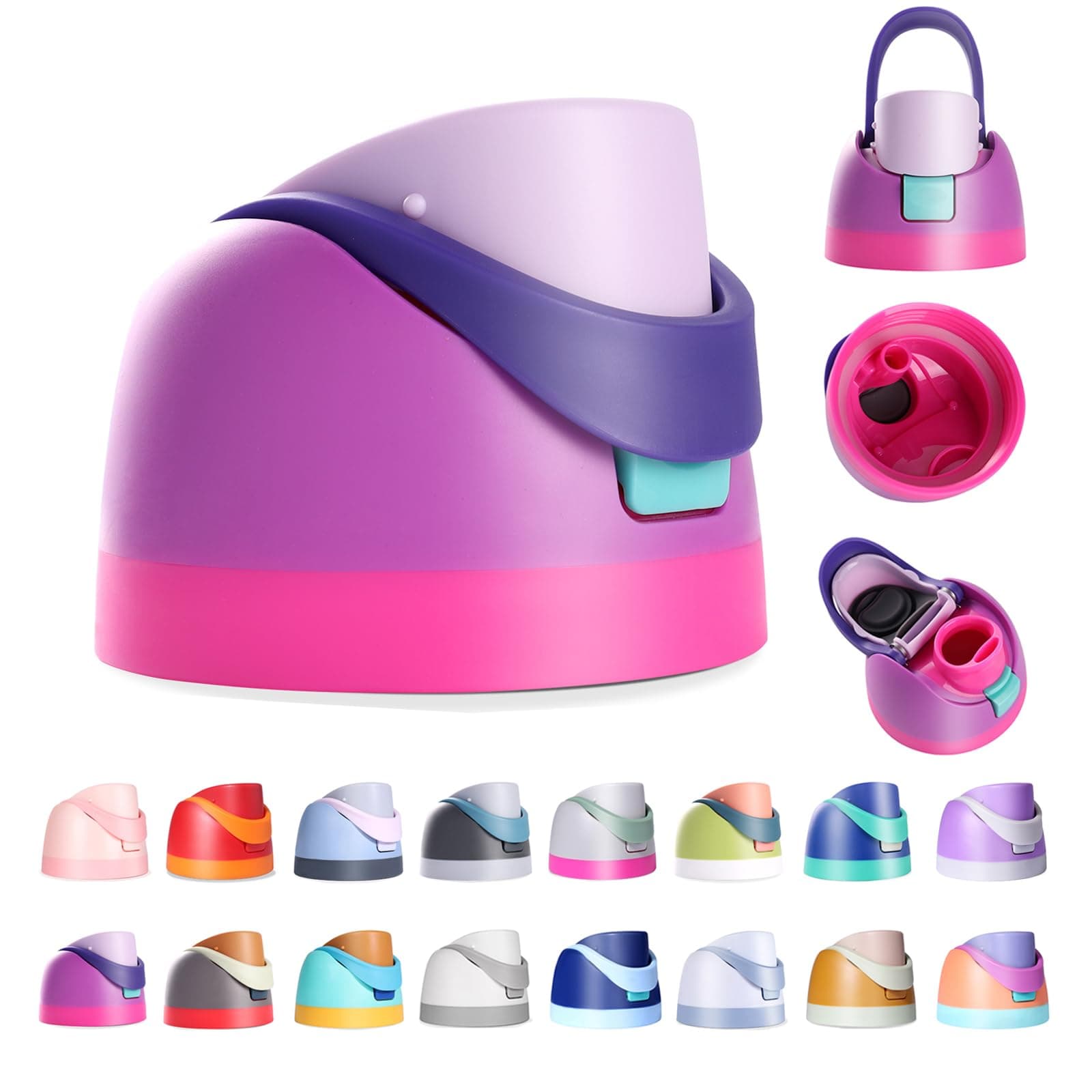 Renyqatt Replacement Cap for Owala Freesip, One Button Water Bottle Top Lid Compatible with Owala Cup 16oz 24oz 32oz 40oz, BPA-Free Leakproof Replacement Accessory for Owala Freesip (Purple Pink)