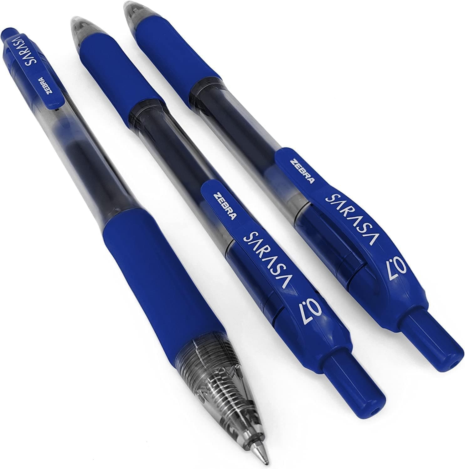 Zebra Sarasa - 0.7mm Retractable Gel Ink Rollerball Pen - Set of 3 - Blue Ink