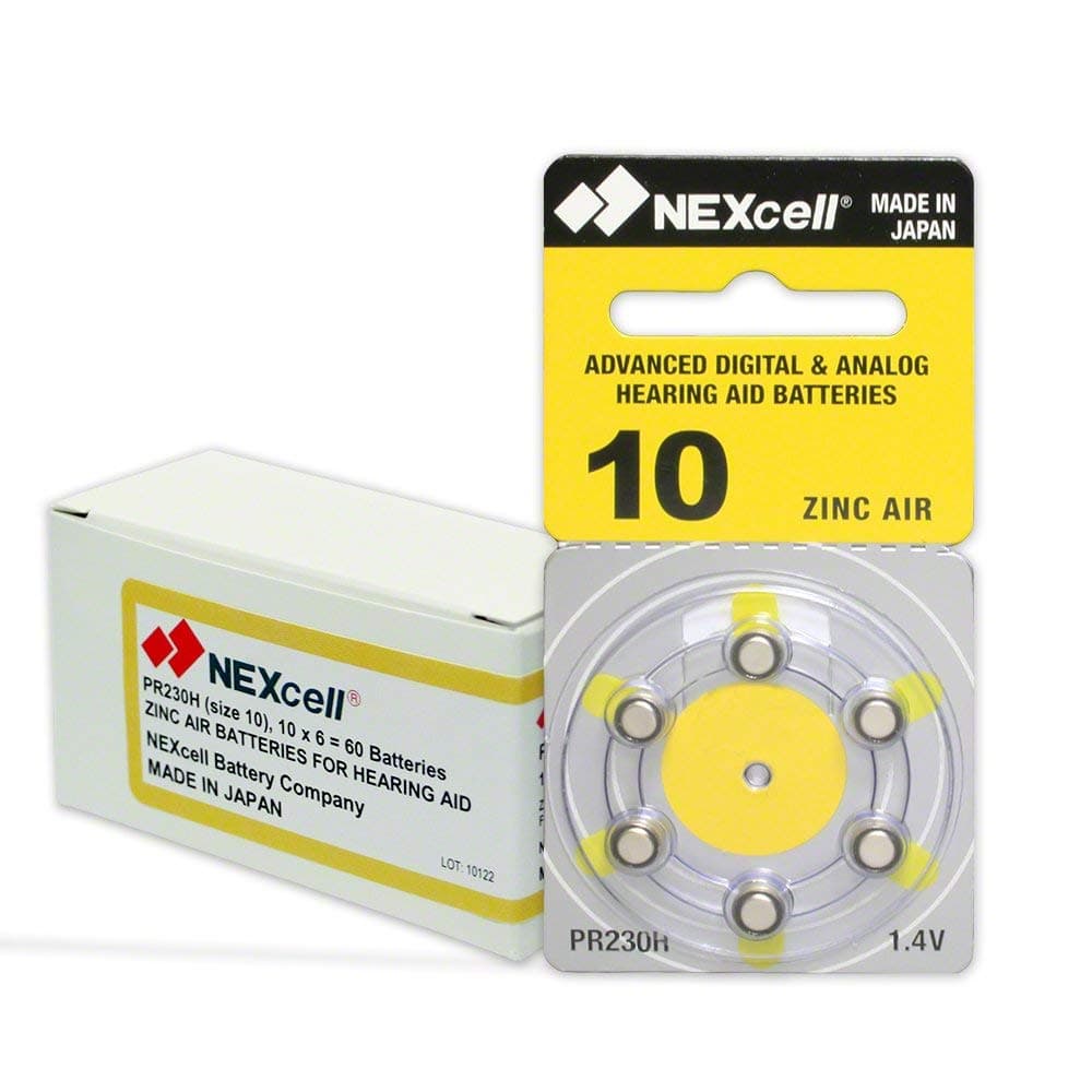 NEXcellHearing Aid Batteries Size 10, PR70 (60 Batteries)