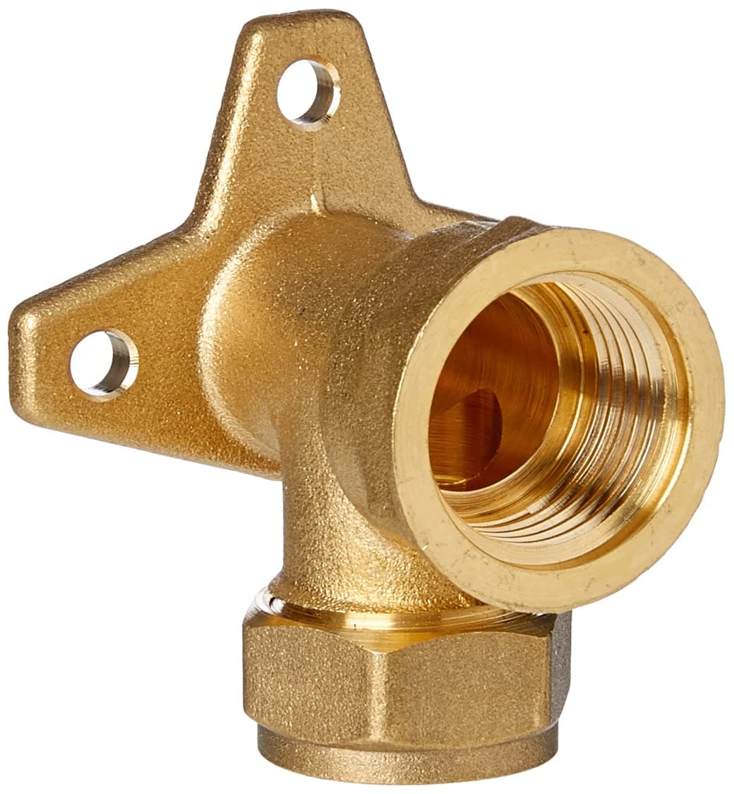 Merriway BH02299 Compression Fitting Wall Plate Elbow, 15 mm - Brass