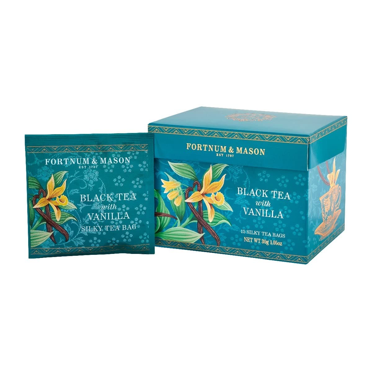 Fortnum and Mason Black Tea with Vanilla 15 Silky Tea Bags 30g (1 Pack)