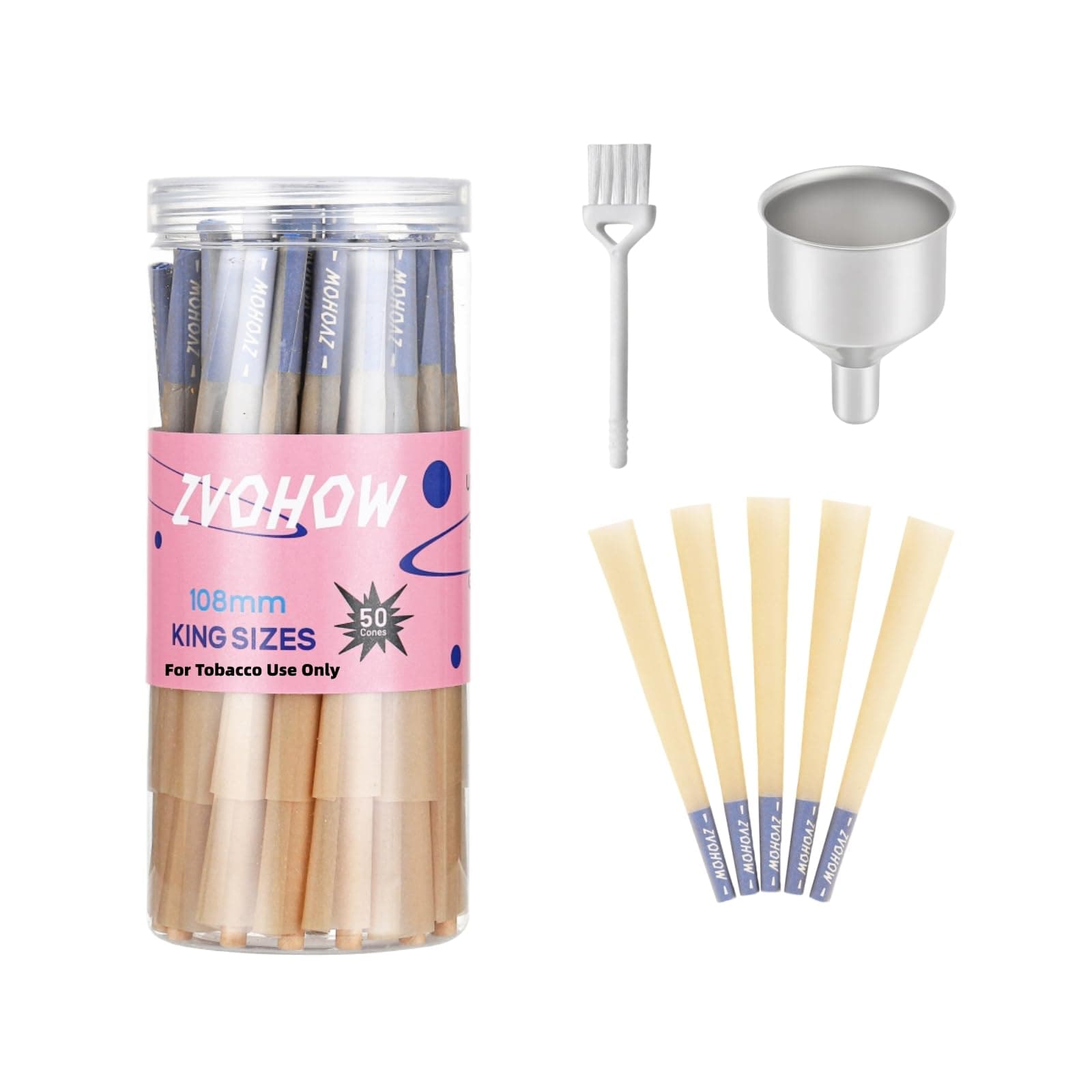 50PACKS Classic Pre rolled Cones - 108MM Classic King Size Pre Rolling Papers With Loader and Clean Brush - Rolled Cones Rolling Papers (108mm King Size, Pack, 50)