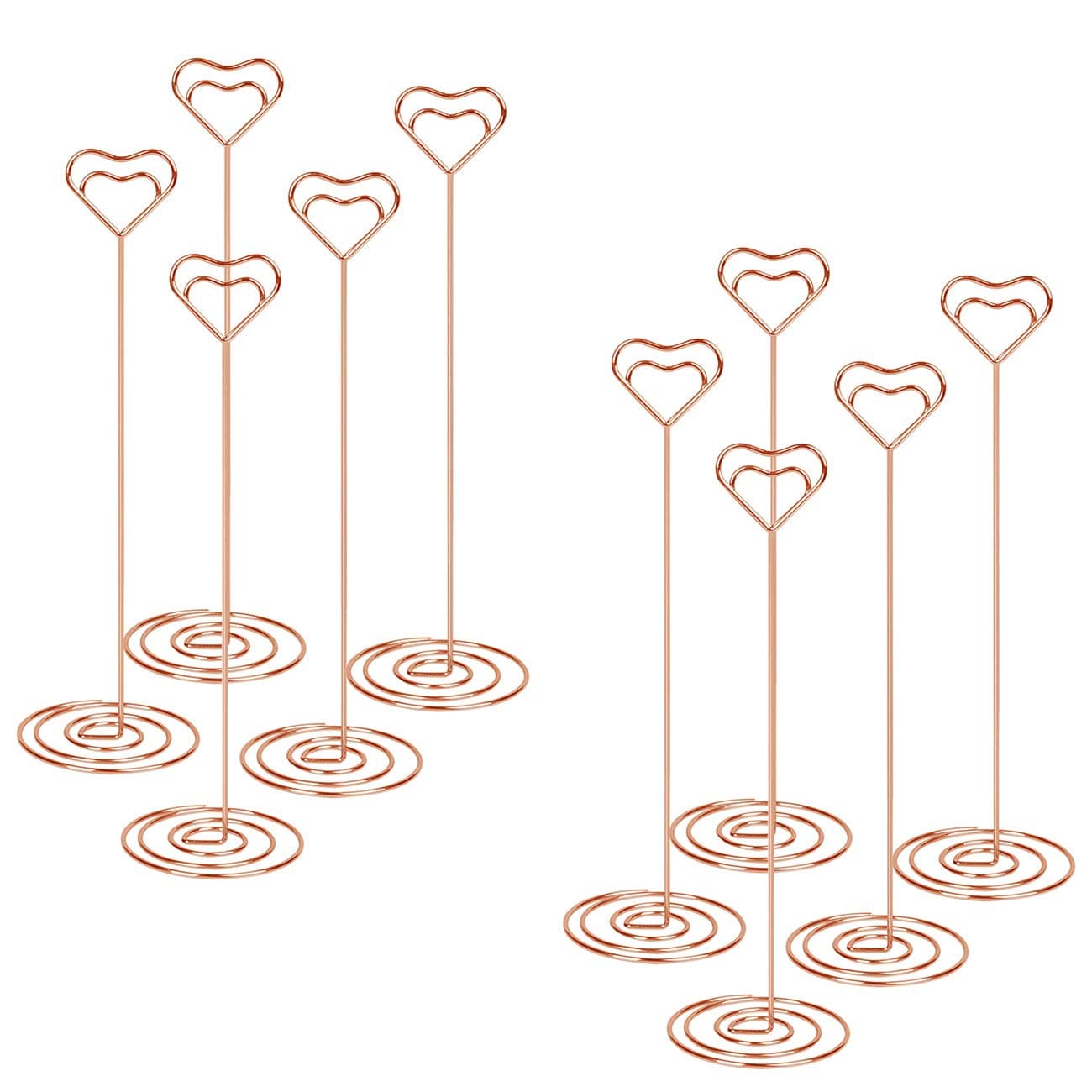 Place Card Holders Wire Table Number Holder Stand 8.6 Inch Memo Clip for Photo Card Picture Note - 10pcs(Rose Gold)