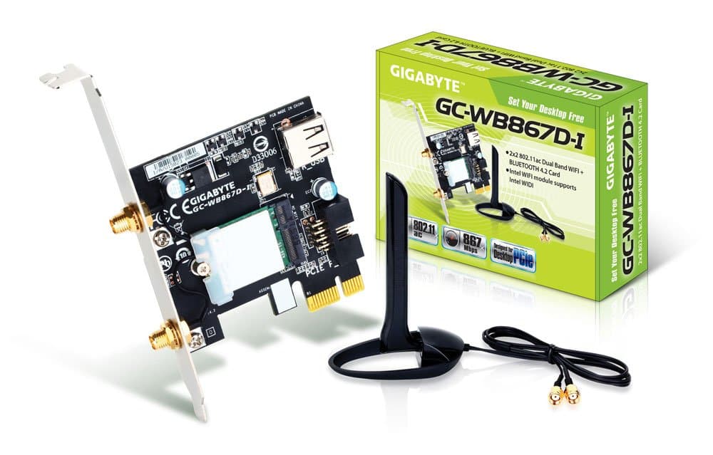 Gigabyte GC-WB867D-I REV 4.2/Wireless AC/B/G/N Band Dual Frequency 2.4Ghz/5.8Ghz Expansion Card,blue