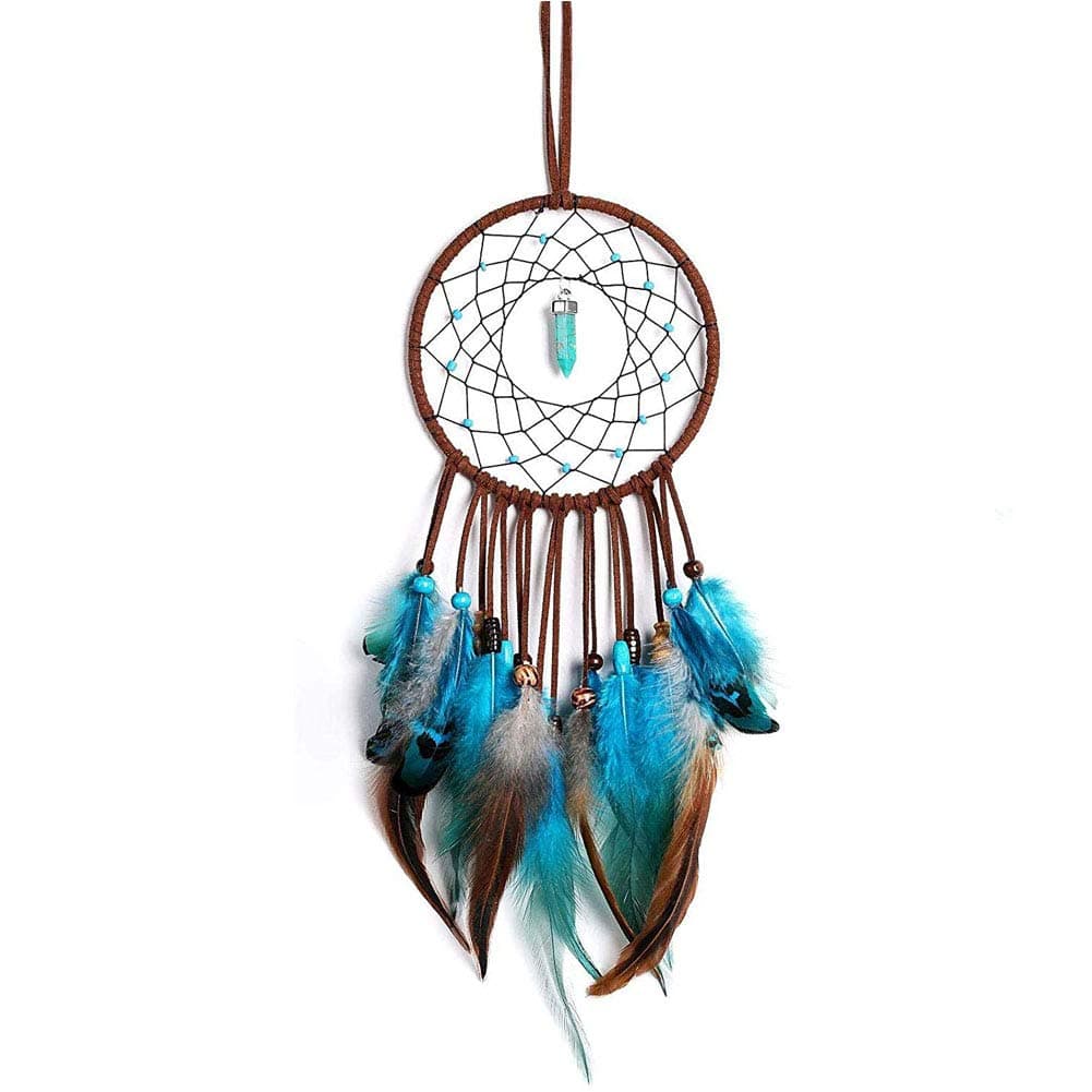 Saien-E Dream Catchers, Handmade Blue Feather Dreamcatchers Circular Net Wall Hanging Ornaments Craft Home Decor Wedding Party Blessing Gift