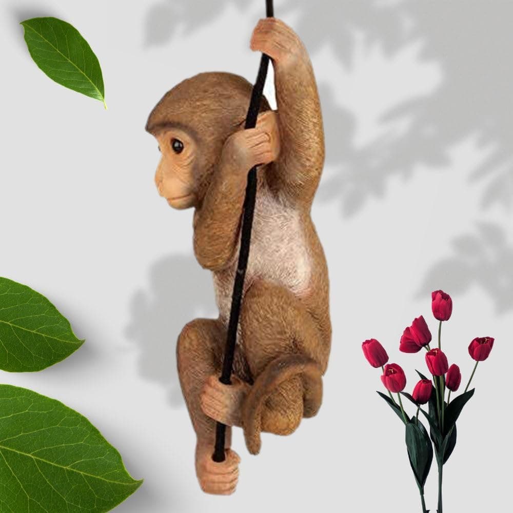 Hanging Monkey Garden Decor Resin Monkey Climbing Hanging Animal Statue with Rope shwpiece for Gift