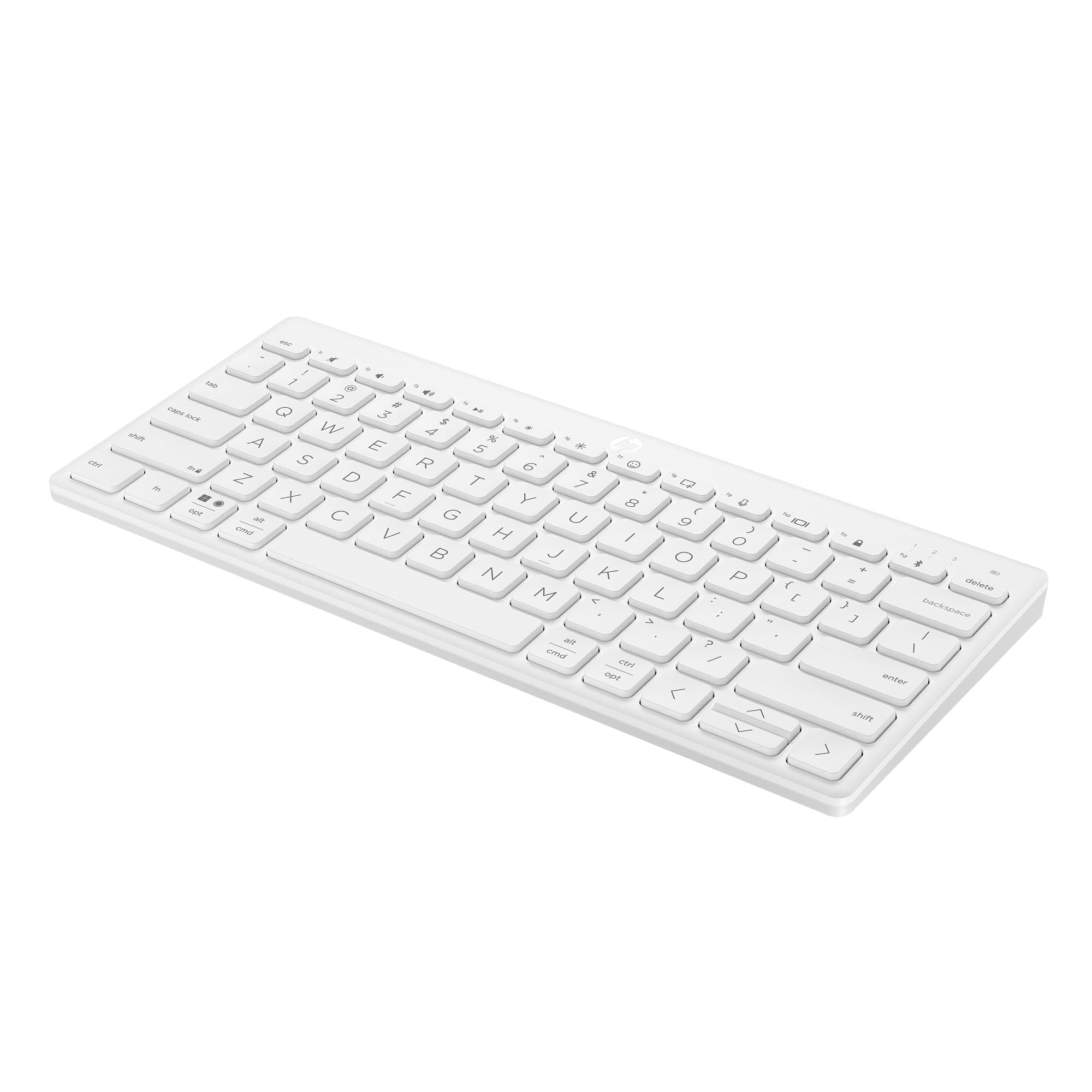 350 Compact Bluetooth Keyboard | White | Connect up to 3 Devices via Bluetooth 5.2 | Multi-OS with SMART Shortcuts | Dictation and Emoji Keys | 2 Years Battery | Made from 60% Recycled Materials