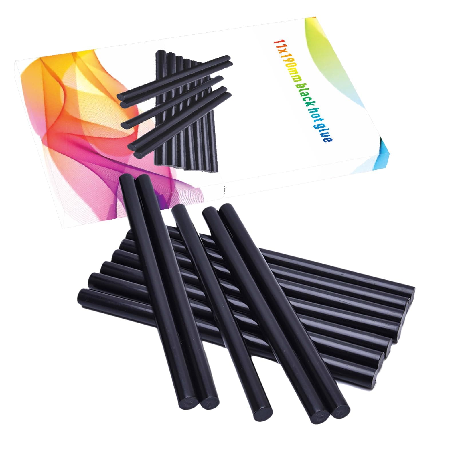Black Hot Glue Sticks: 12 Pack Full Size Glue Sticks Bulk for Hot Glue Gun 8 Inch Long X .43 Inch Diameter (12PCS Black)