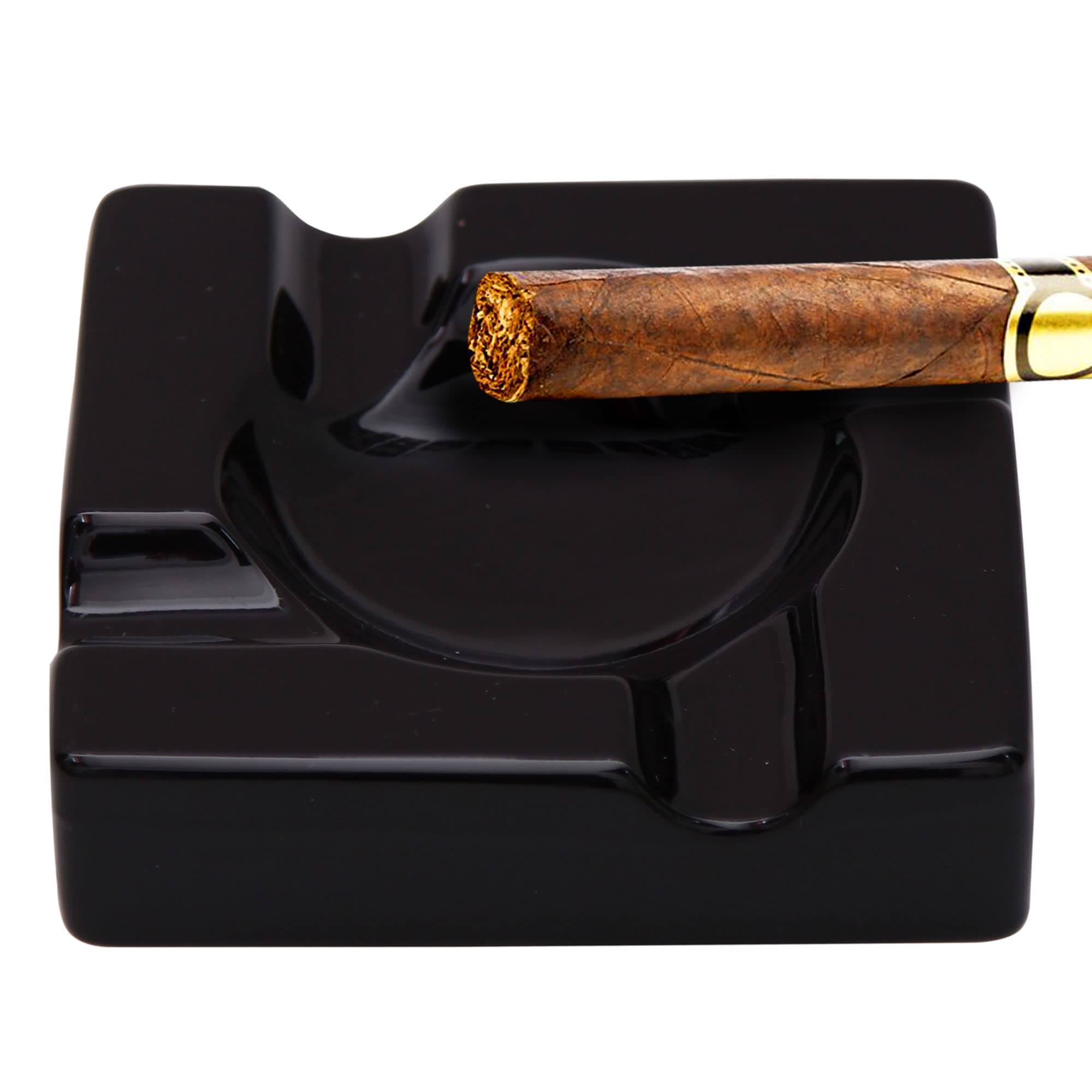 Ceramic Ashtray Black - 5.9 inches and 8.5 inches (5.9 Inches)