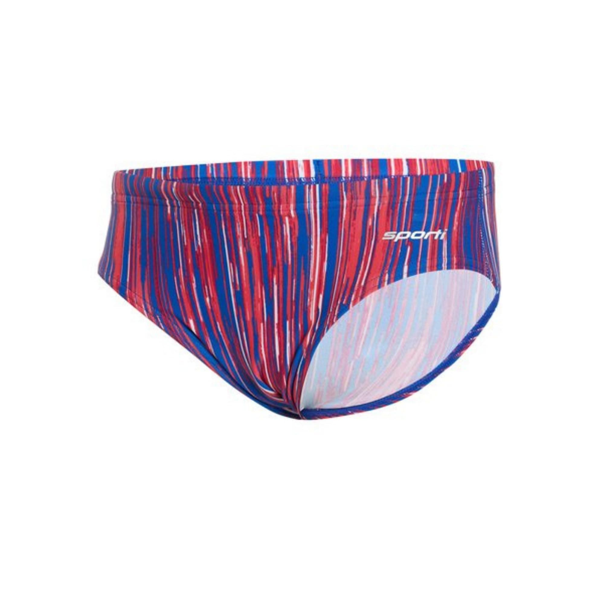 Sporti Boy's Swim Briefs - Printed Pattern, Chlorine Resistant, Quick Dry, UPF 50+ Adjustable Drawstring for Comfortable Fit