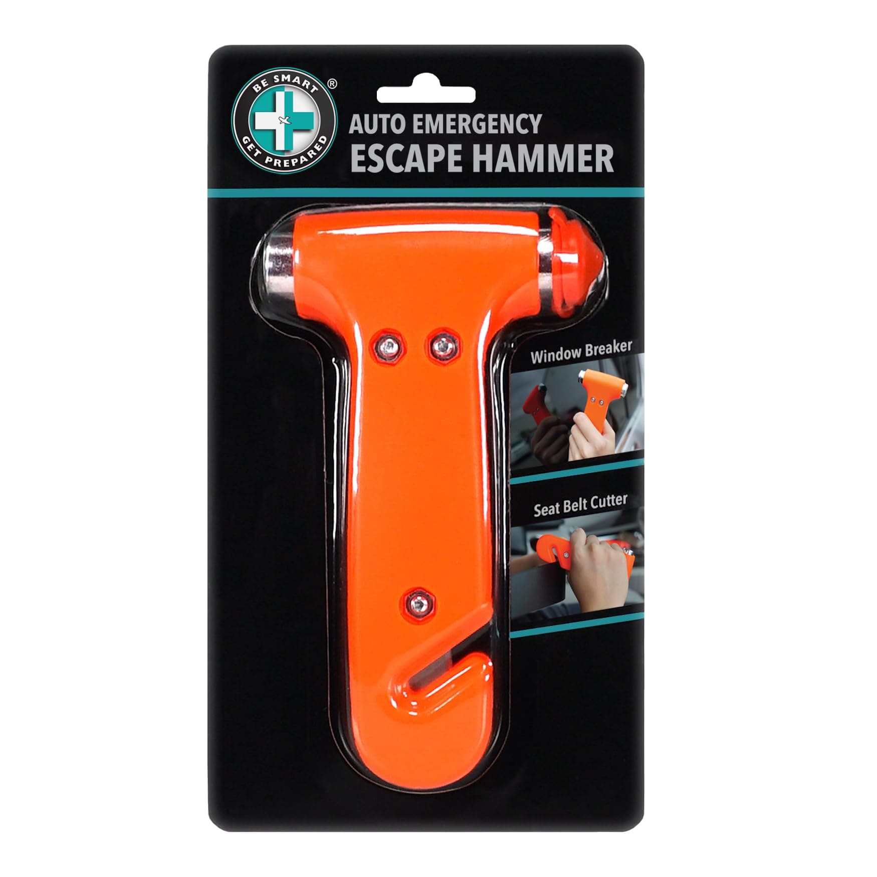 3-in-1 Auto Emergency Escape Hammer - Includes Glass Breaker, Seat Belt Cutter & Flat Hammer - Compact & Portable
