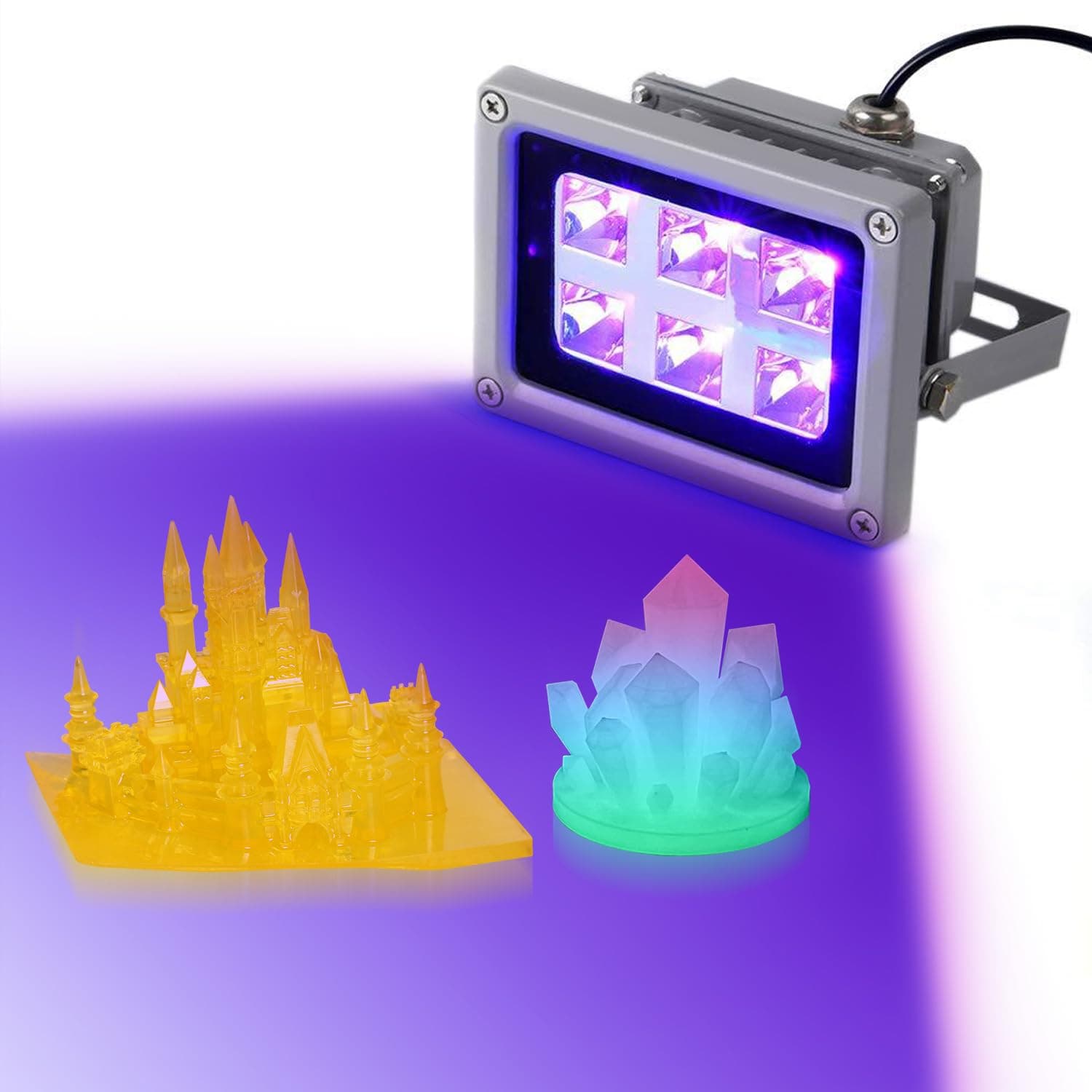 GIANTARM 3D Printer UV Resin Lamp, 360° Rotating Stand UV Resin Curing Light for SLA/DLP/LCD 3D Printing, Solidify Photosensitive 405nm 6W with 60w Output Affect, DIY Curing Enclosue