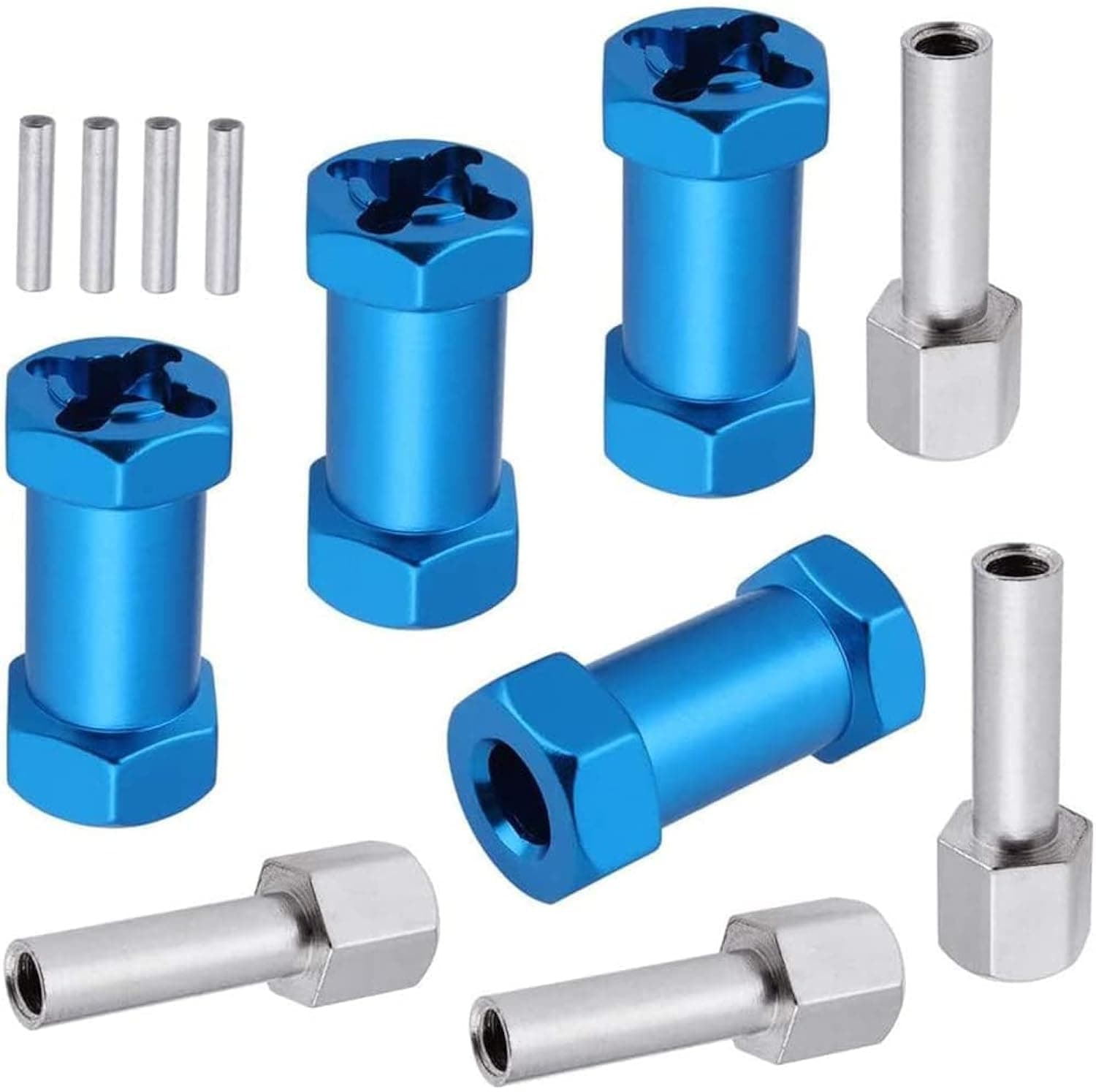 4 Pack RC Wheel Spacers 12mm Hex Drive Hubs Combiner Coupler Aluminum 25mm Offset Extension for 1/10 RC Crawler Car Parts-Blue