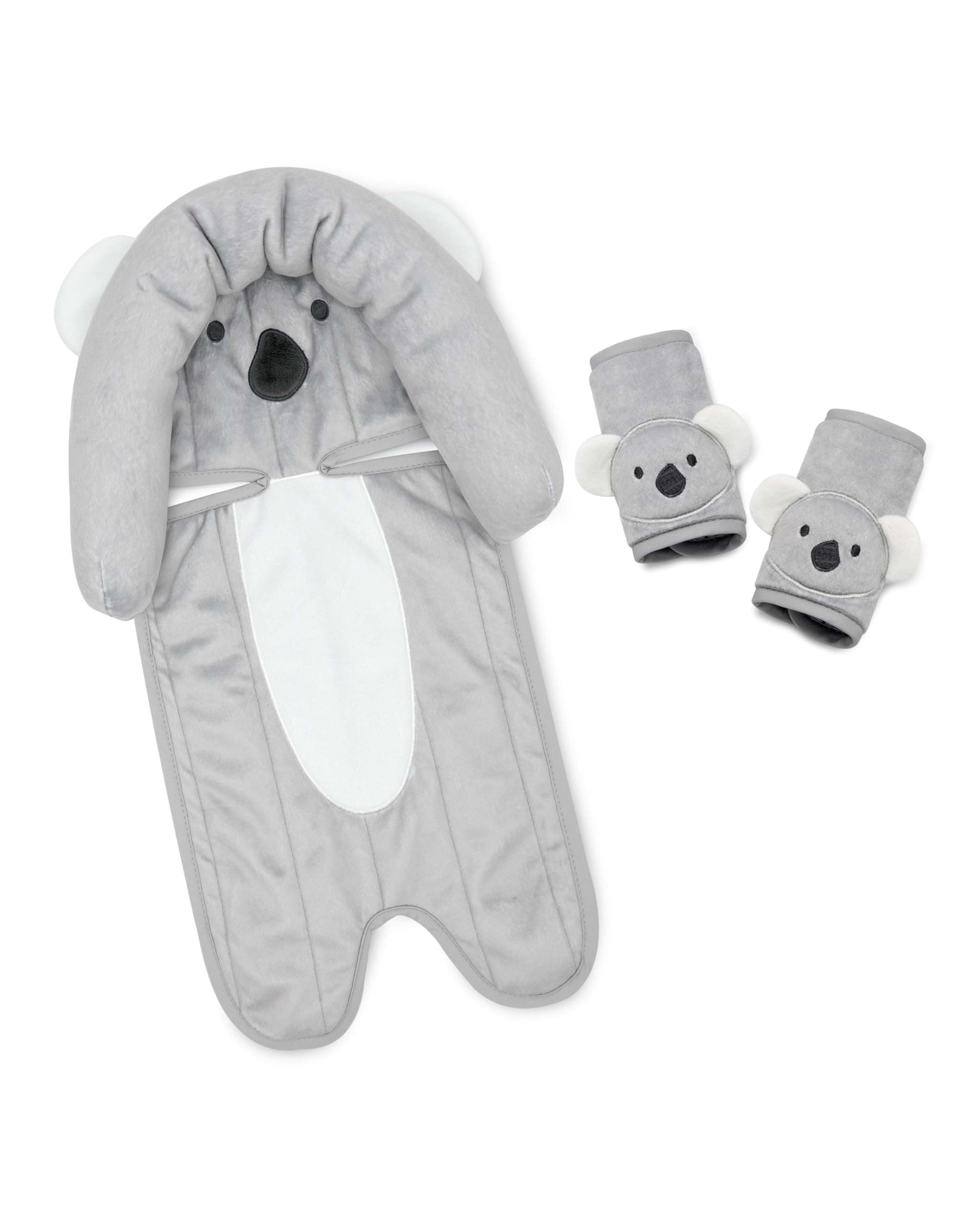 Travel Bug Baby & Toddler 3-Piece Head Support & Strap Covers Set for Car Seats, Strollers & Bouncers … (Koala)