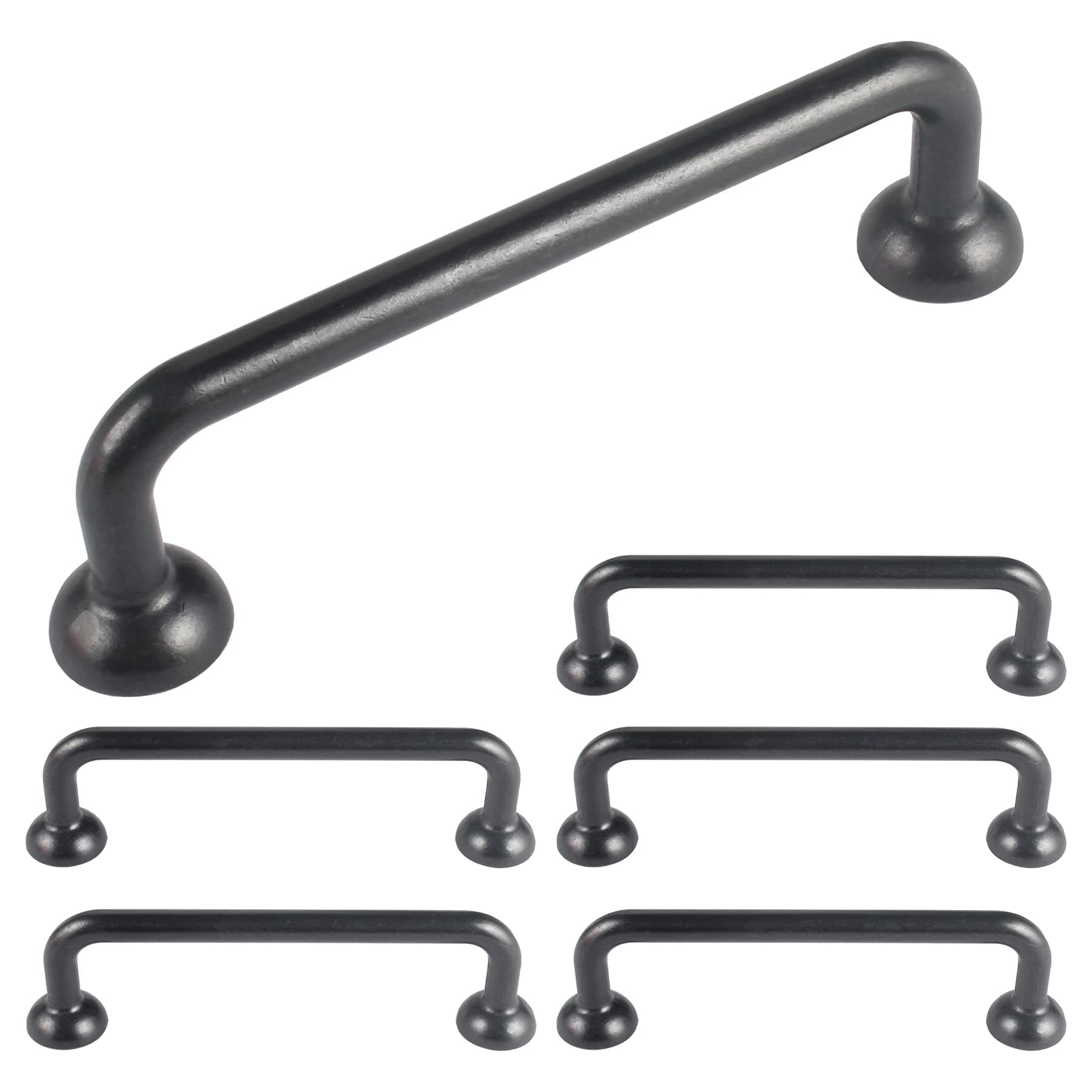 ZHANGJIAHE Hole Center 5" Cabinet Pull Black Drawer Handle Antique Hardware for Kitchen and Bathroom Cabinets (Pack 6)