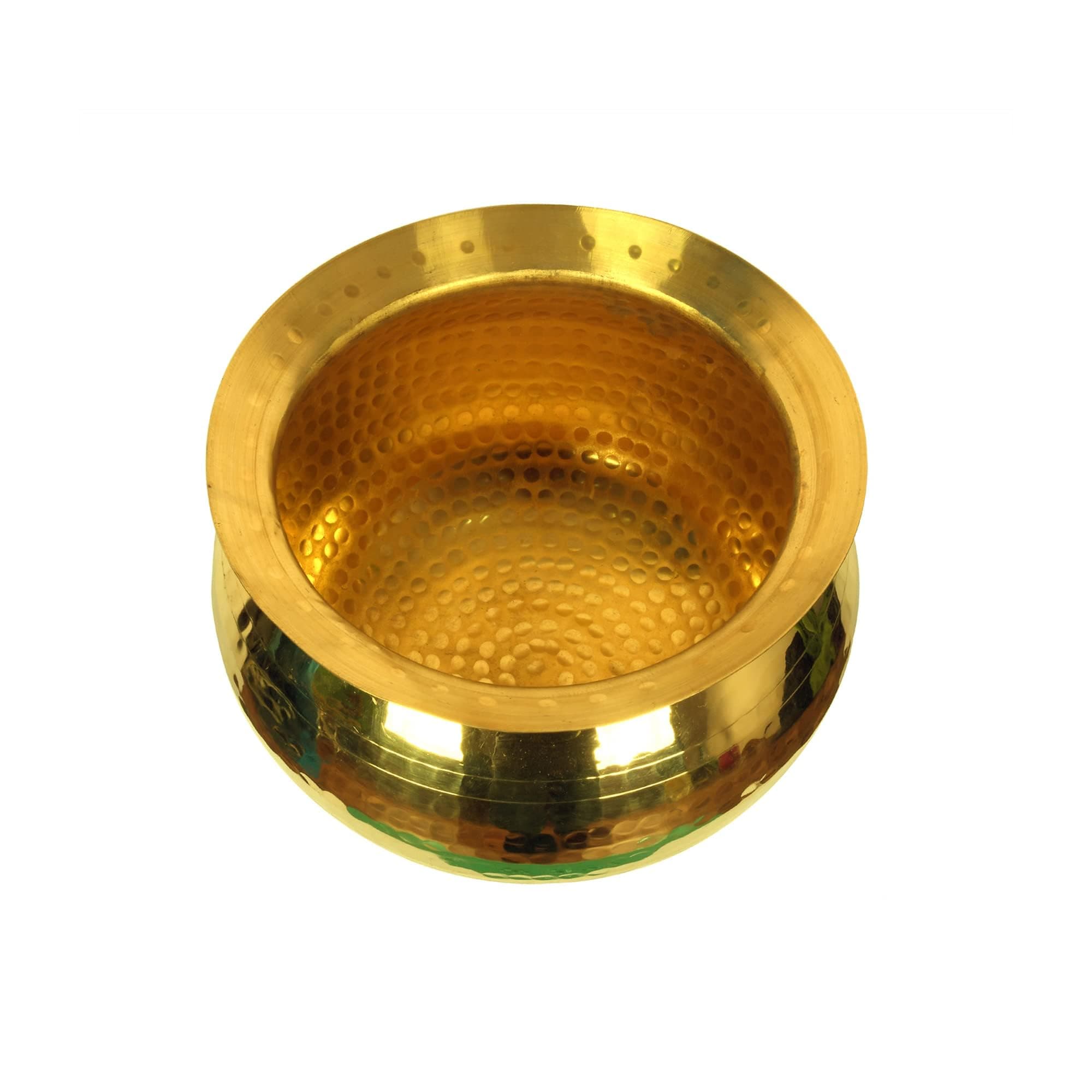 Brass Handi for Cooking (5 Litre Water Capacity) | Mirror Finish Bowl | Light Weight Brass Cookware | Utensils for Kitchen Cooking Pot | Indian Kitchenware | Gift for Home Chefs