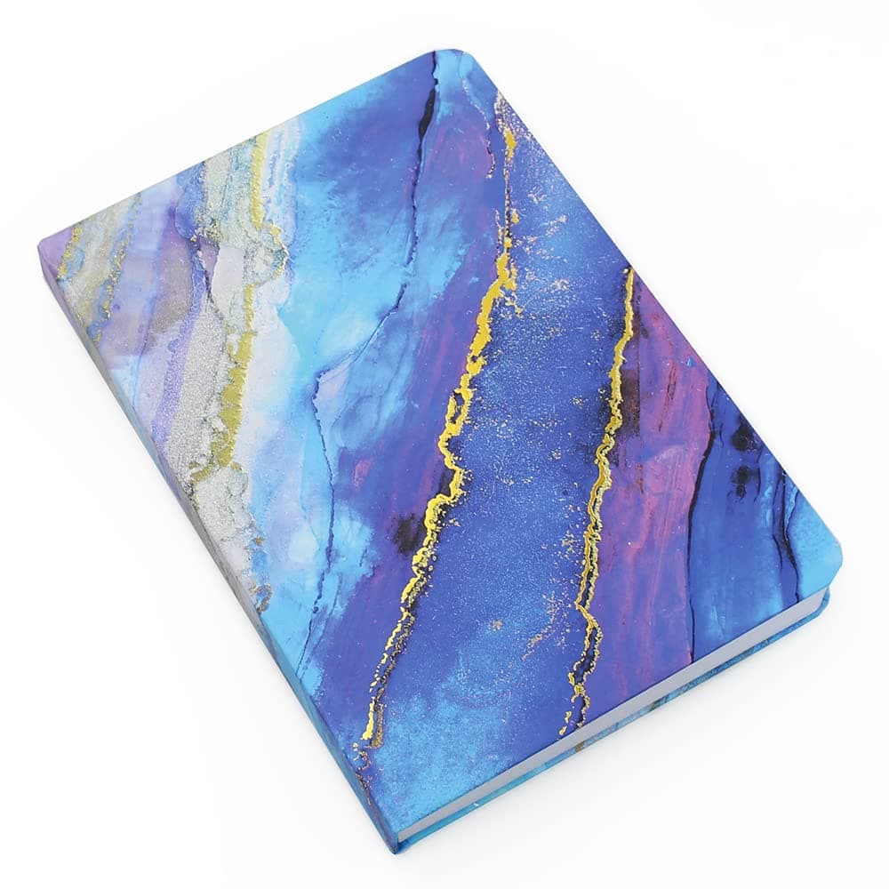 Fashion Stationery Notebook Notepad A5 Hardback Marble Lined Notebooks Journal To Do List Organiser Travel Writing Pads 120 Sheets (240 Pages) (Blue Marble)