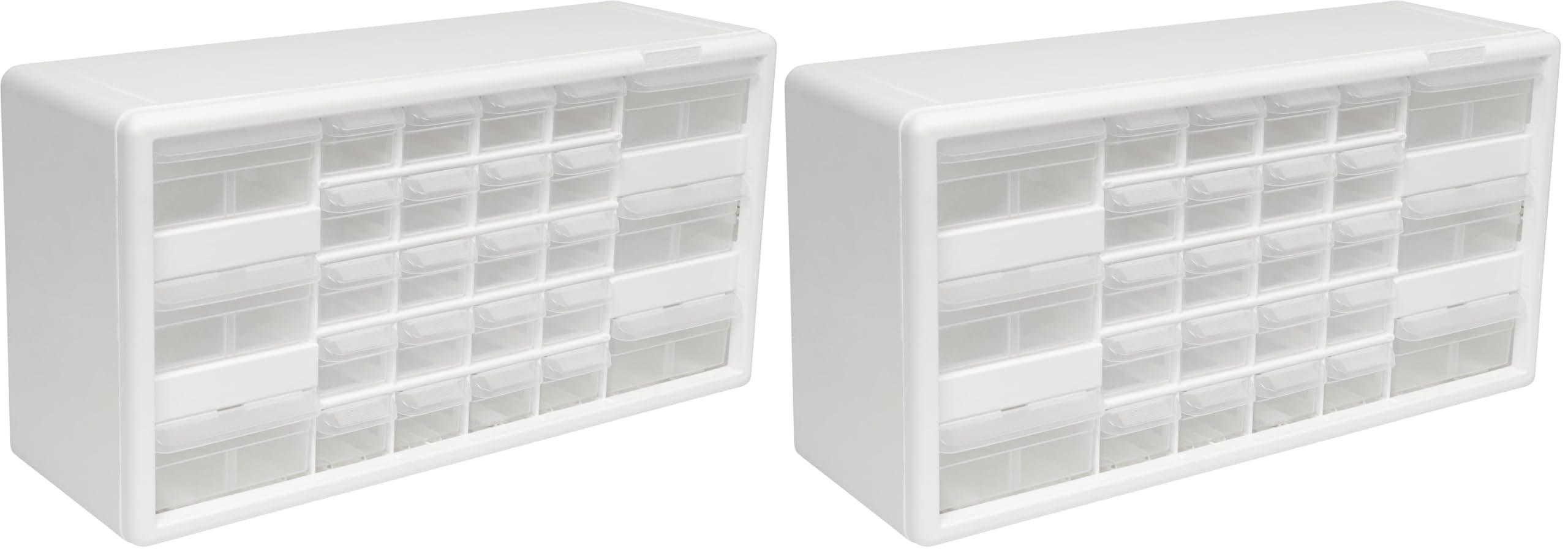 Akro-Mils 26-Drawer Plastic Drawer Storage Cabinet for Garage Organization, Bead Organizer, Building Bricks Storage, Teacher Toolbox, Makeup Organizer, 20-Inch W x 6-Inch D x 10-Inch H, 10124 White
