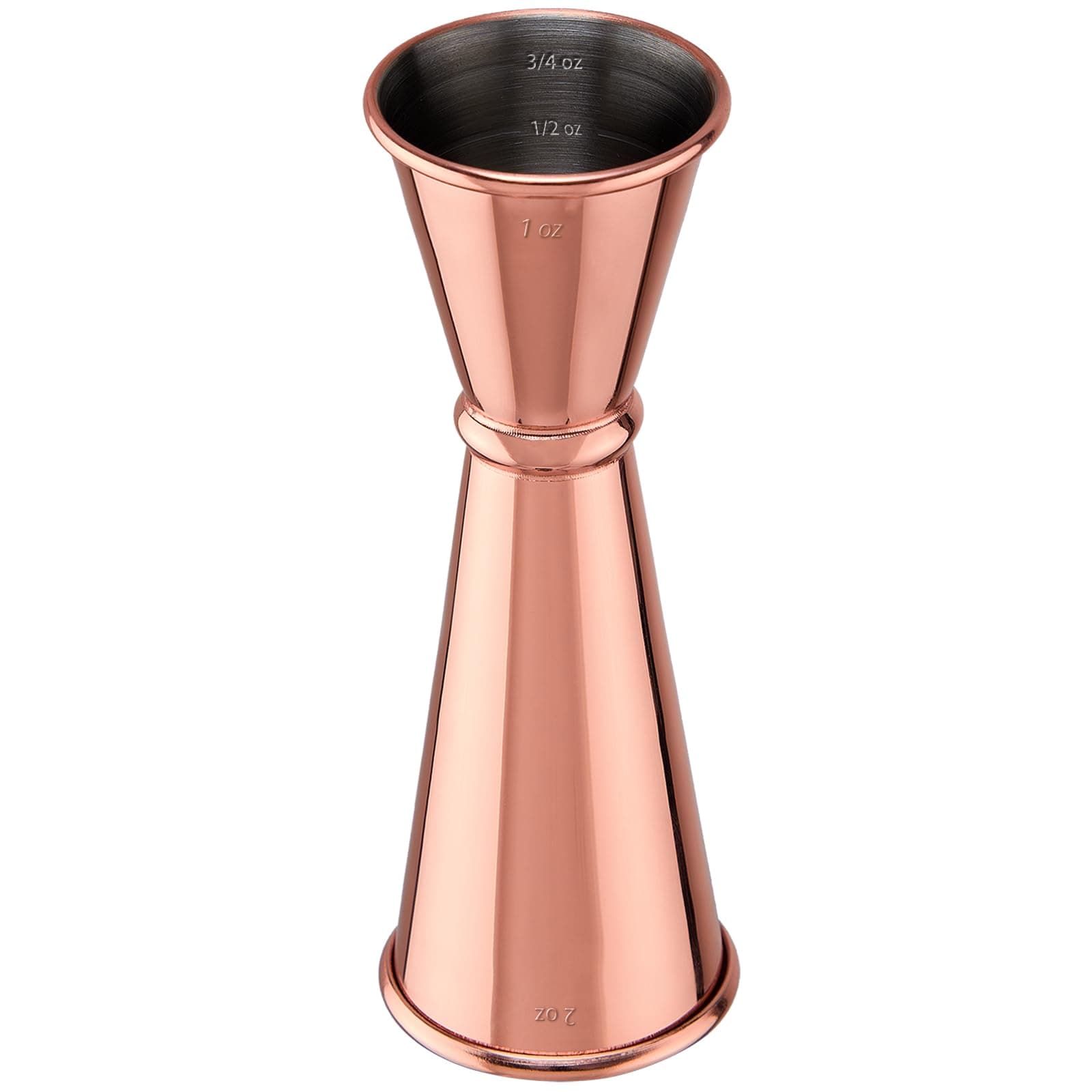 Jigger for Bartending, Briout Double Cocktail Jigger Japanese Premium 304 Food Grade Stainless Steel Jigger 2 OZ 1 OZ with Measurements Inside, Rose Gold