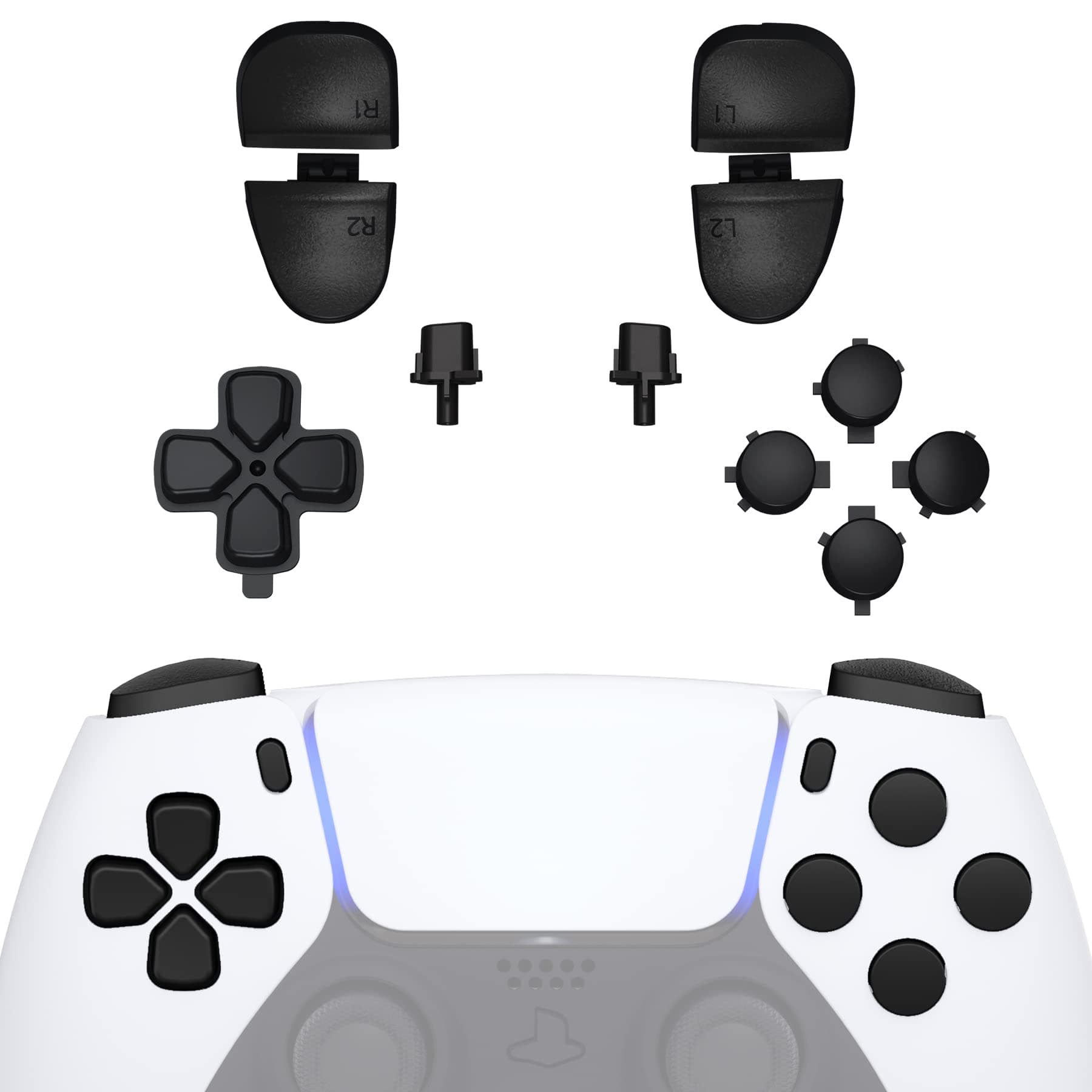 Replacement D-pad R1 L1 R2 L2 Triggers Share Options Face Buttons, Black Full Set Buttons Compatible with ps5 Controller BDM-030 BDM-040 BDM-050 BDM-060 - Controller NOT Included