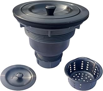 Lynnado Sink Strainer Kitchen Sink Drain Assembly Kit 3-1/2 Inch with Kitchen Sink Drain Basket,304 Stainless Steel Sink Stopper & Cover Lid,Stainless Steel Matt Black