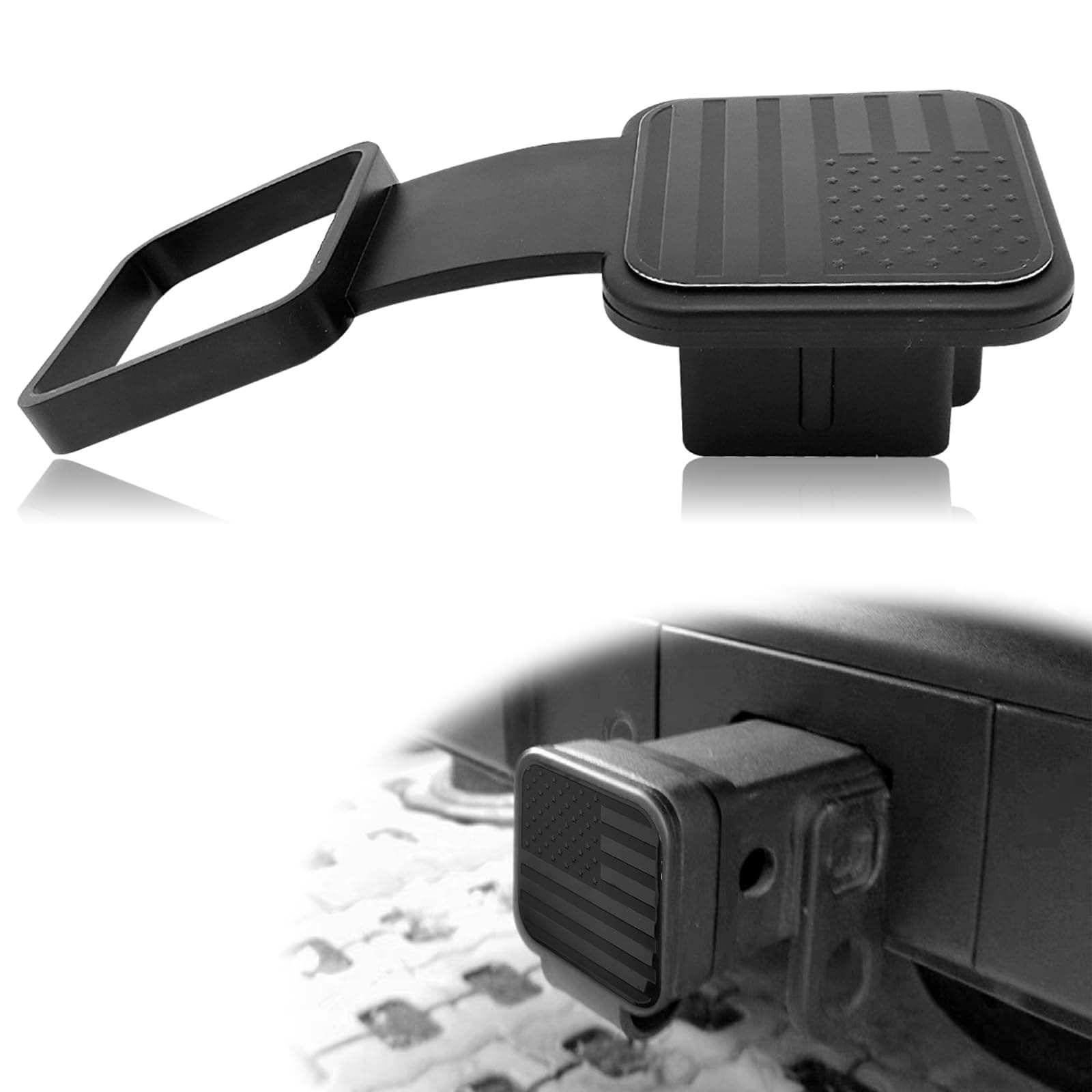 Trailer Hook Dust-Proof Plug, 1.9 Inch Hitch Cover Trailer Hitch Cover,Square Mouth Protection Cover Traction Cover Suitable for Most Cars and Trailers,Car Accessories (Black)