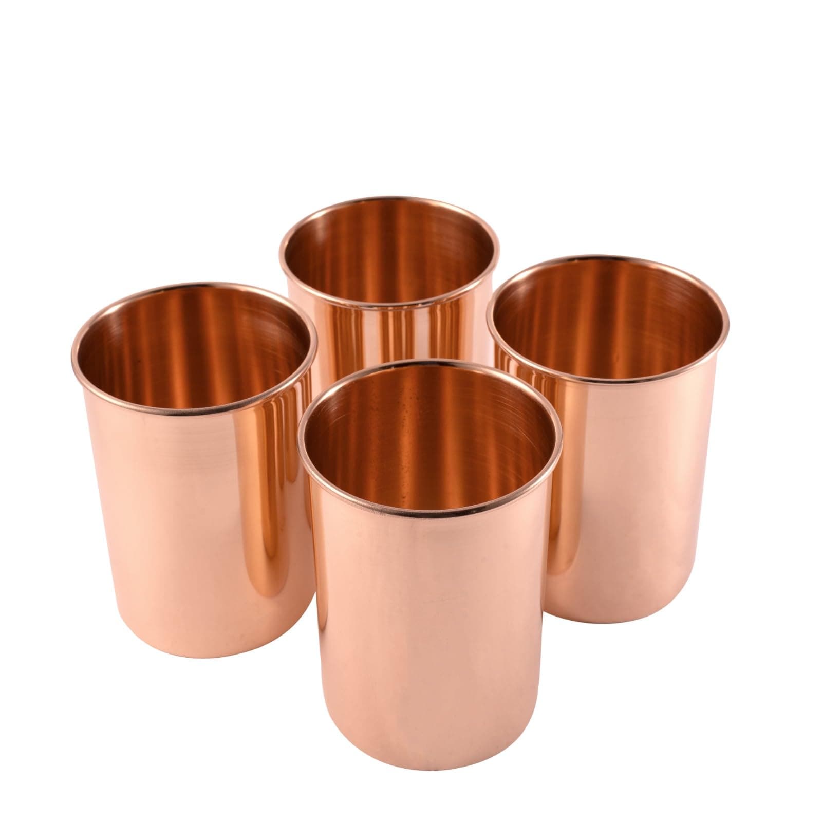 Pure Copper Glass for Drinking Water | Copper Cups Set of 4| For Ayurveda Health Benefits (11.8 Oz approx) (Plain Design)