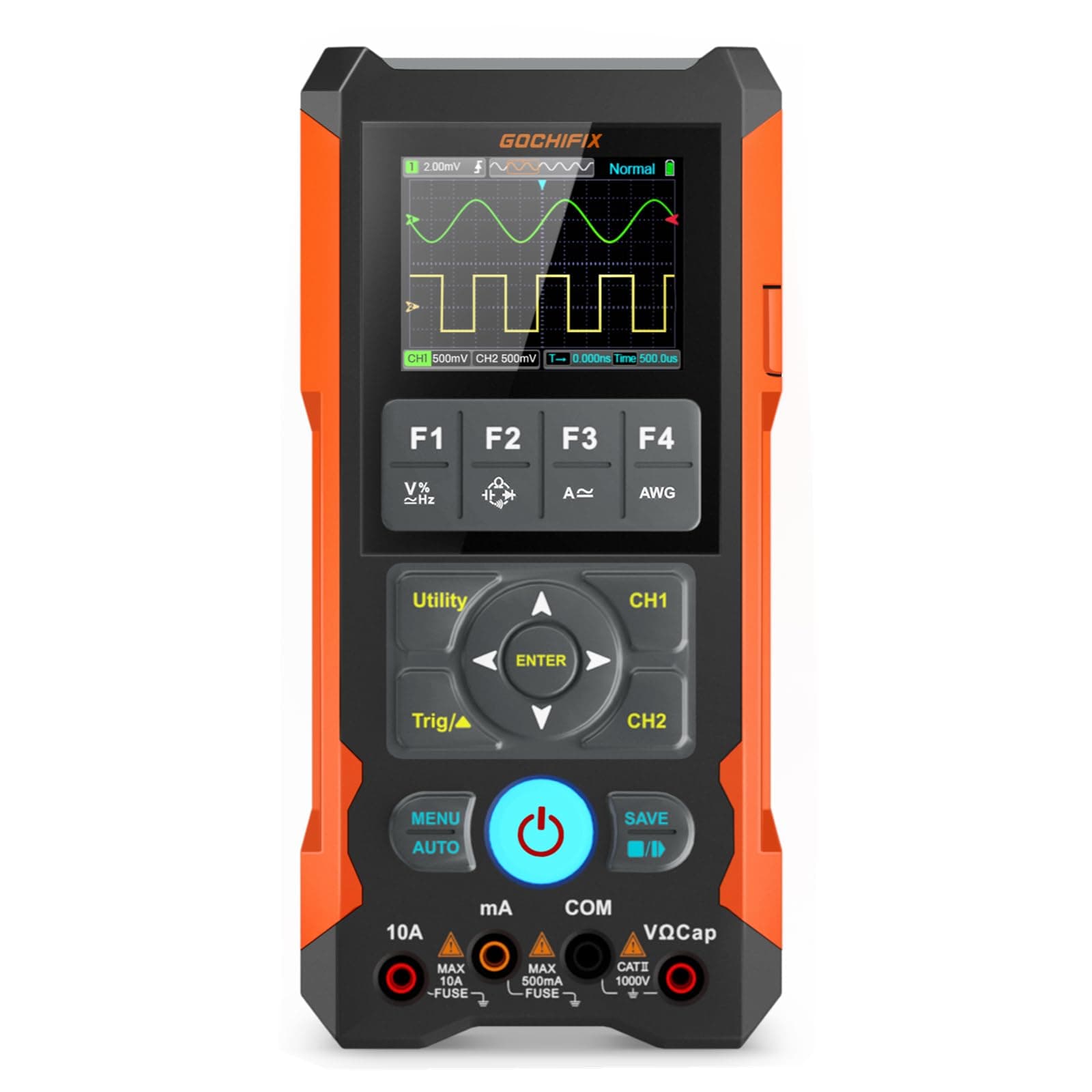 Handheld Oscilloscope Multimeter GOCHIFIX Waveform Generator 3 in 1 Automotive Oscilloscope 2 Channel 80Mhz Bandwidth 200Msps Sampling Rate Signal Generator Digital Oscilloscope Multimeter