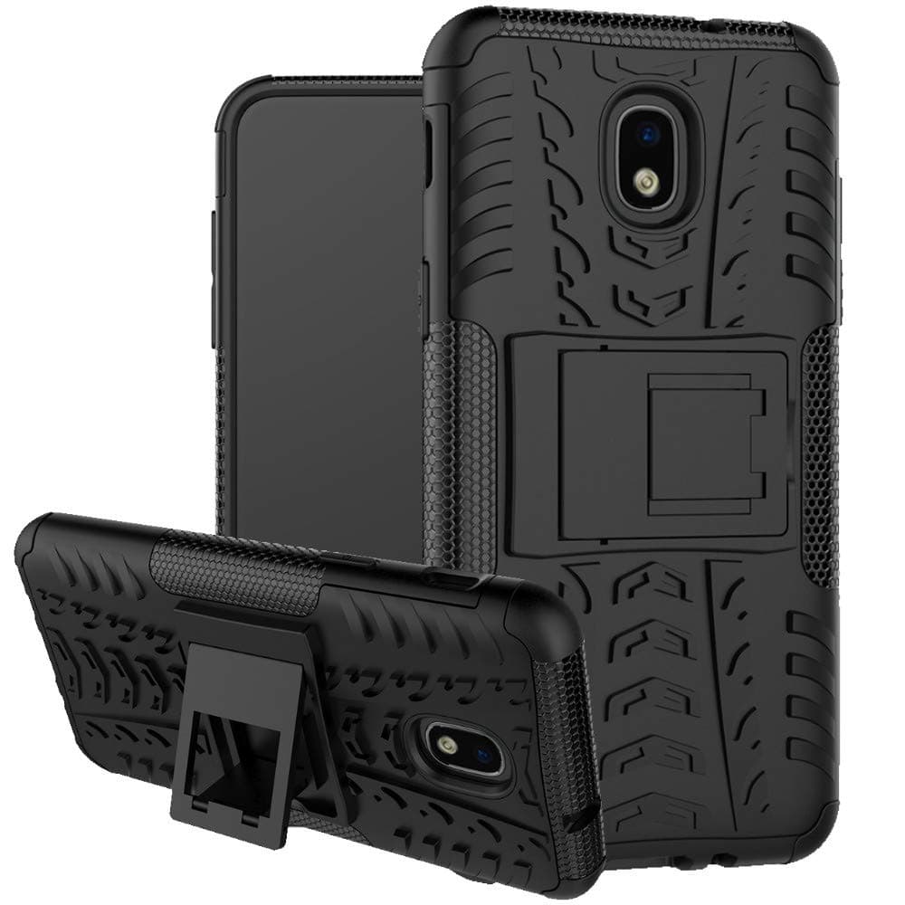 Boythink Compatible with Galaxy J3 2018,Galaxy J3 V 3rd Gen, Express Prime 3,J3 Achieve,J3 Star, Double-Layer Hybrid Shock Resistant Armor with Kickstand Protective Case (Black)