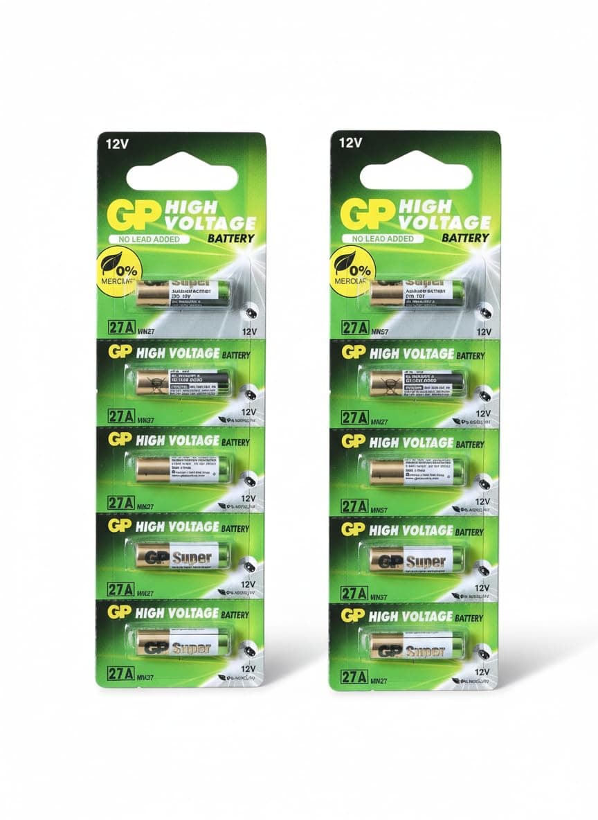 27A 12V High Voltage Alkaline Battery 10-Pack | Long-Lasting MN27 A27 Replacement Cells for Remote Controls, Car Key Fobs, Doorbells, Toys & Electronic Devices | Non-Rechargeable Leak-Proof Design